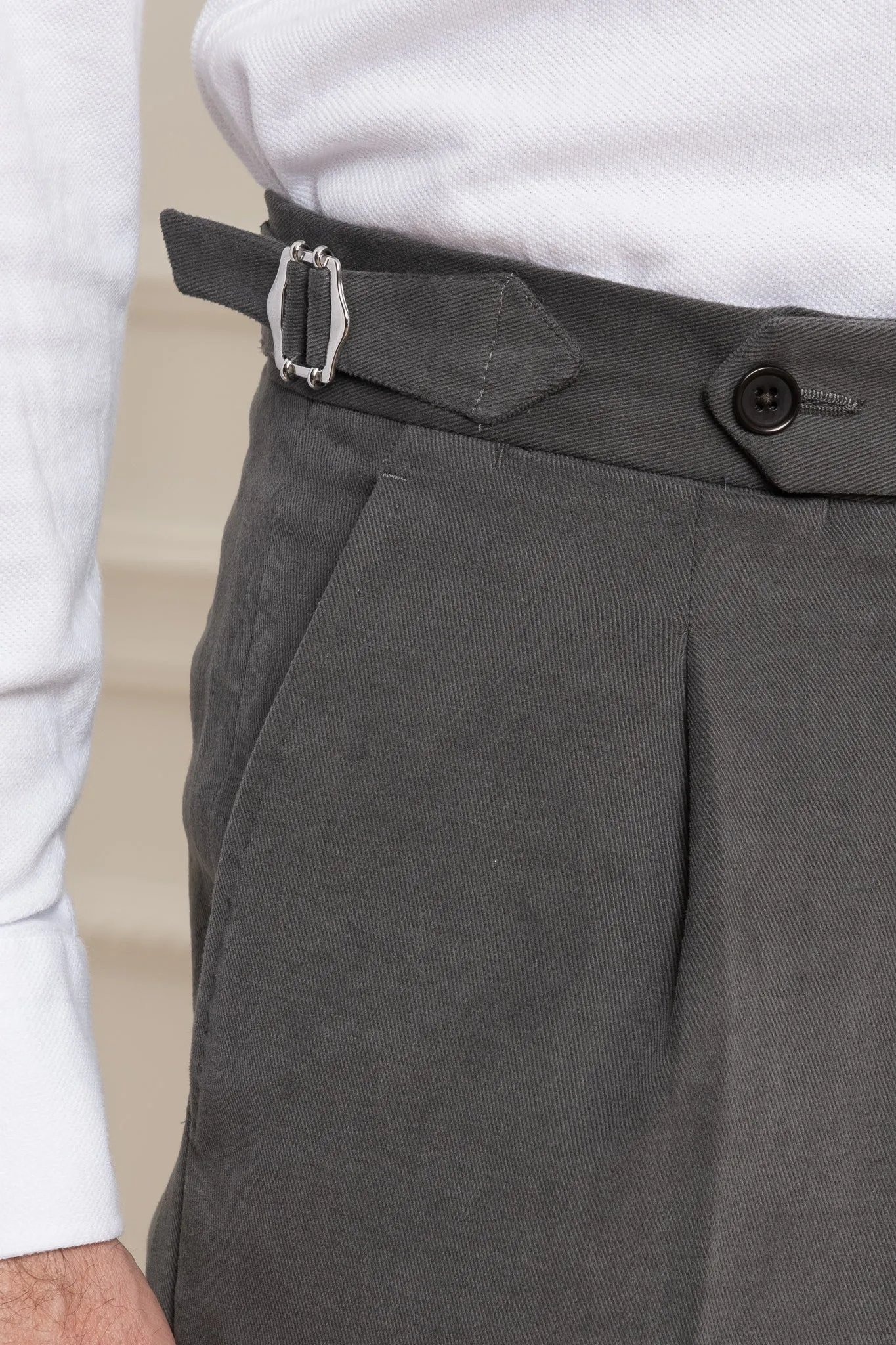 Grey Cotton Biella Trousers  - Made in Italy