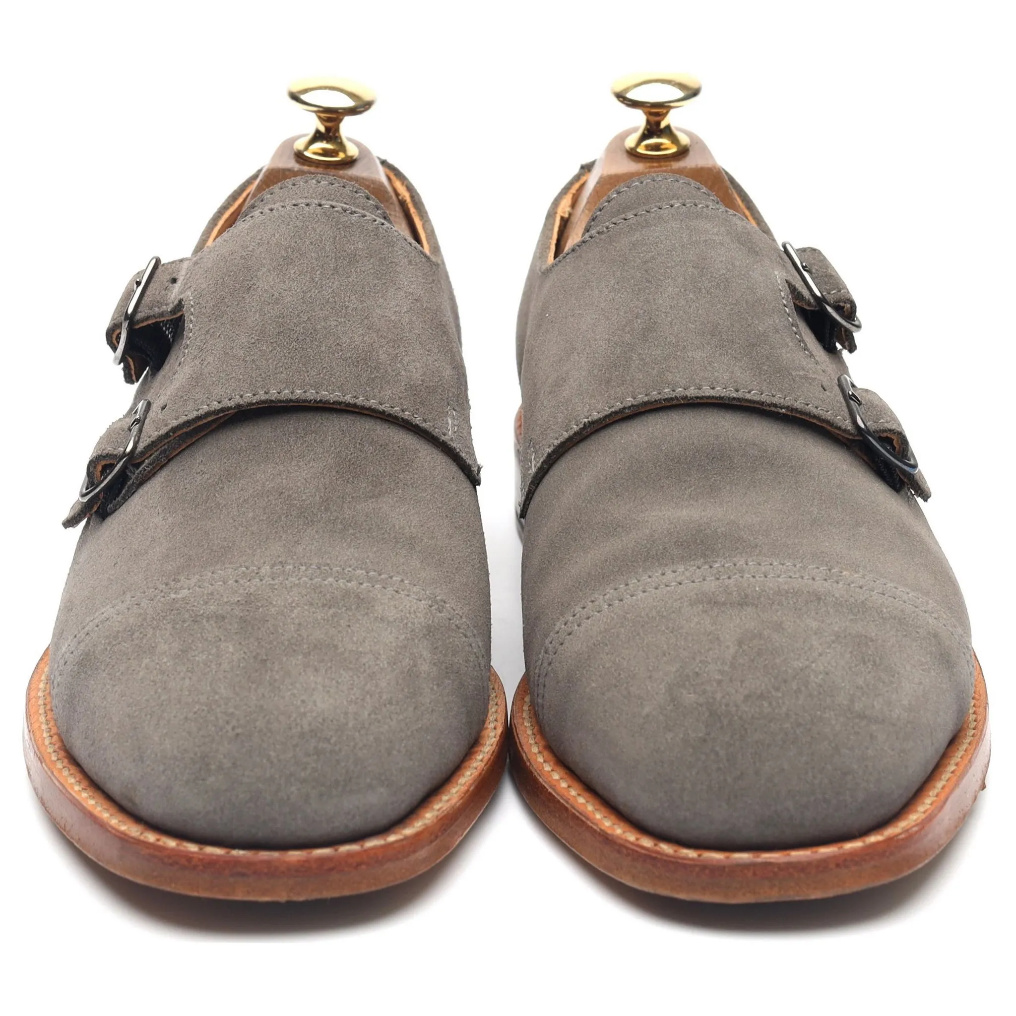 Grey Suede Double Monk Strap UK 6 F