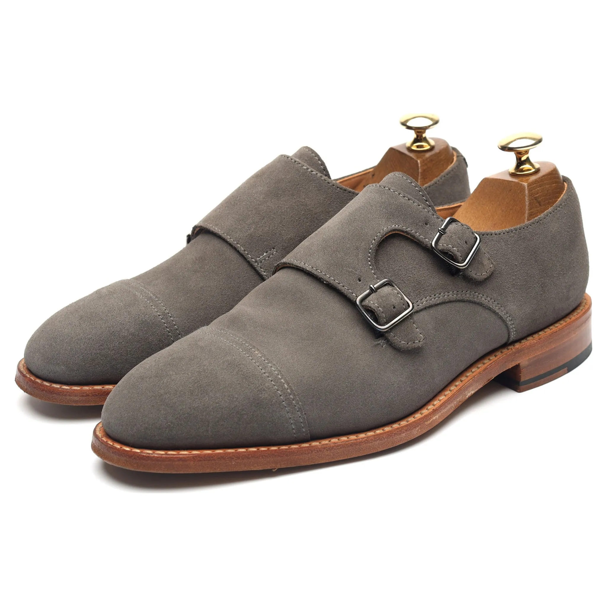 Grey Suede Double Monk Strap UK 6 F