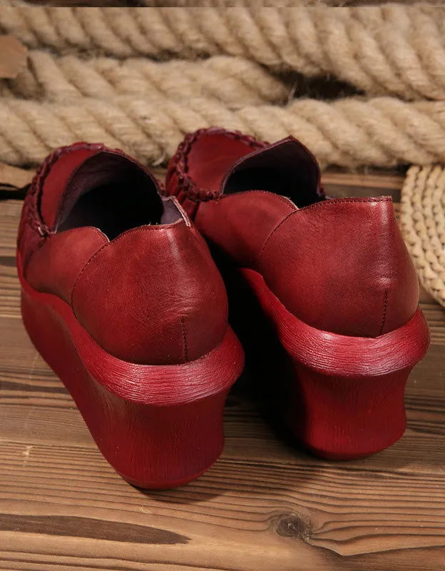 Handmade Pleated Vintage Elegant Wedge Shoes