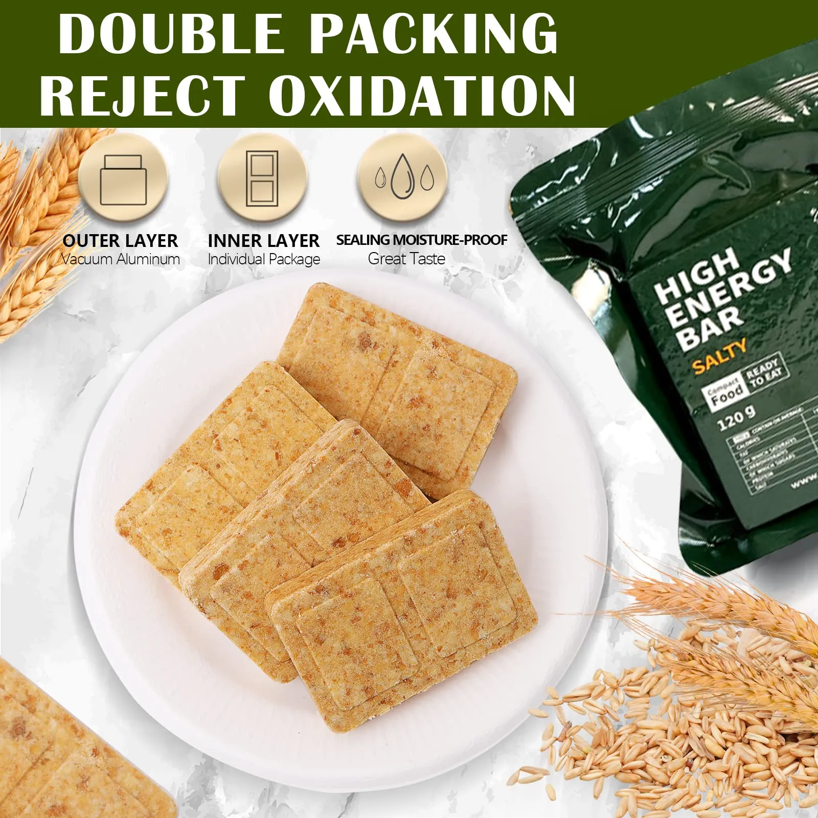 High Energy Ration Bars - Plain, Peanut and Lightly Salted (3 Pack)