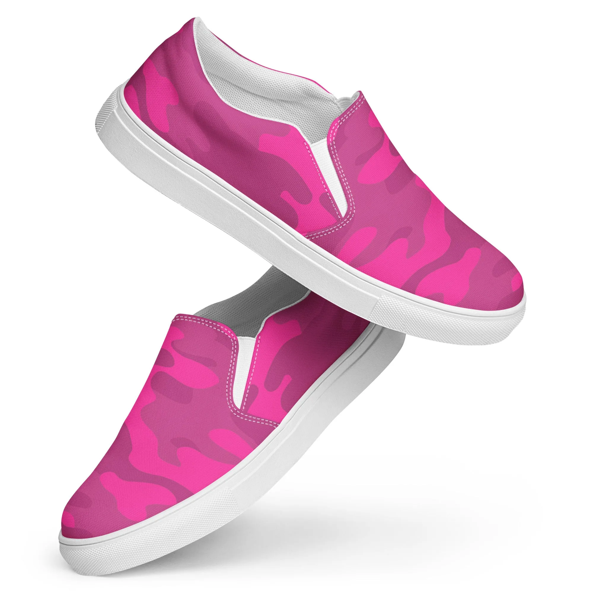 Hot Pink Camo Women’s slip-on canvas shoes