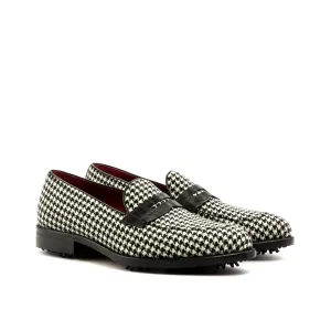 Houndstooth & Black Calf Penny Loafer Golf Shoes