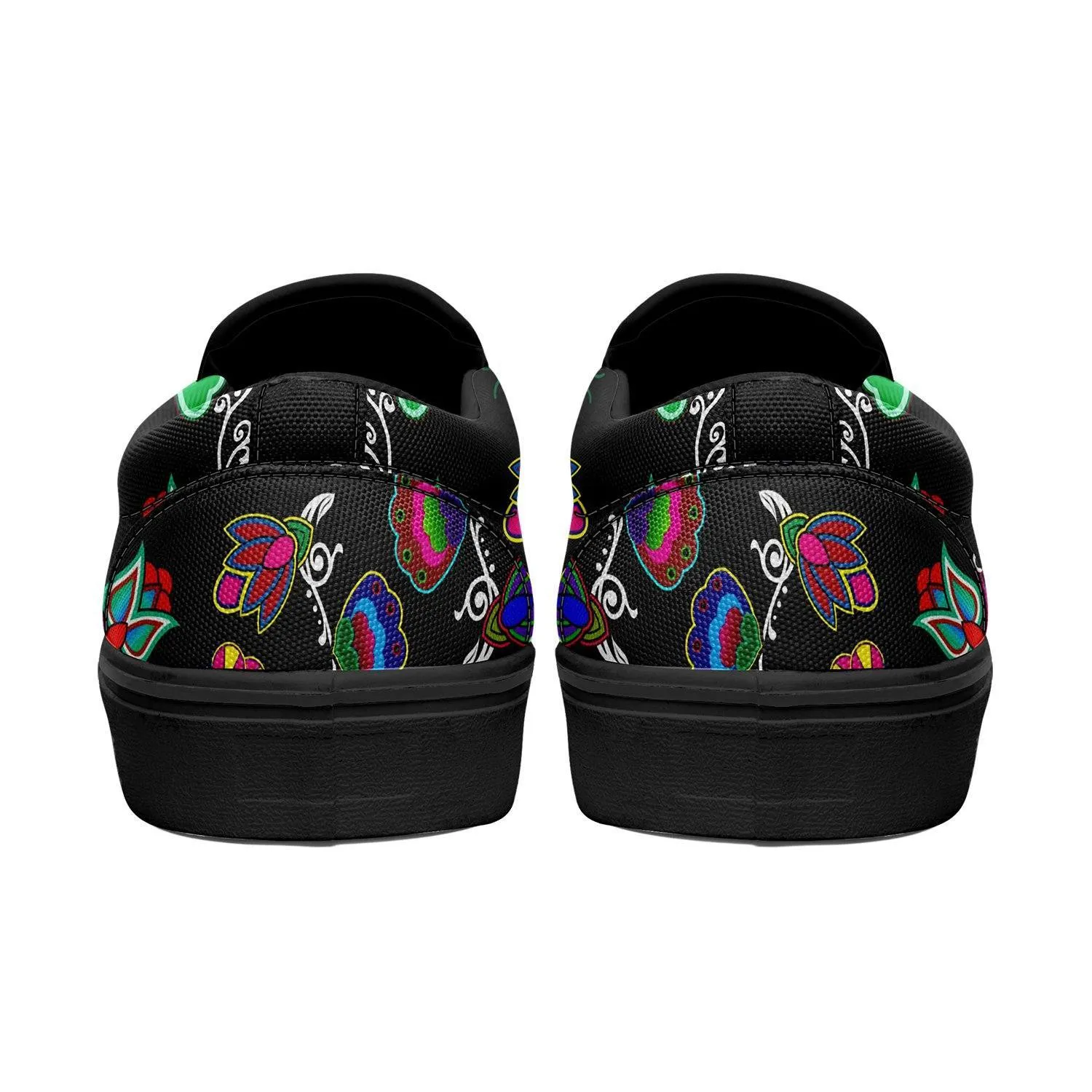 Indigenous Paisley Black Otoyimm Kid's Canvas Slip On Shoes