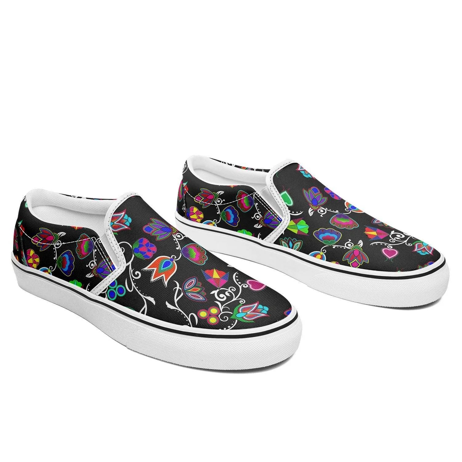 Indigenous Paisley Black Otoyimm Kid's Canvas Slip On Shoes