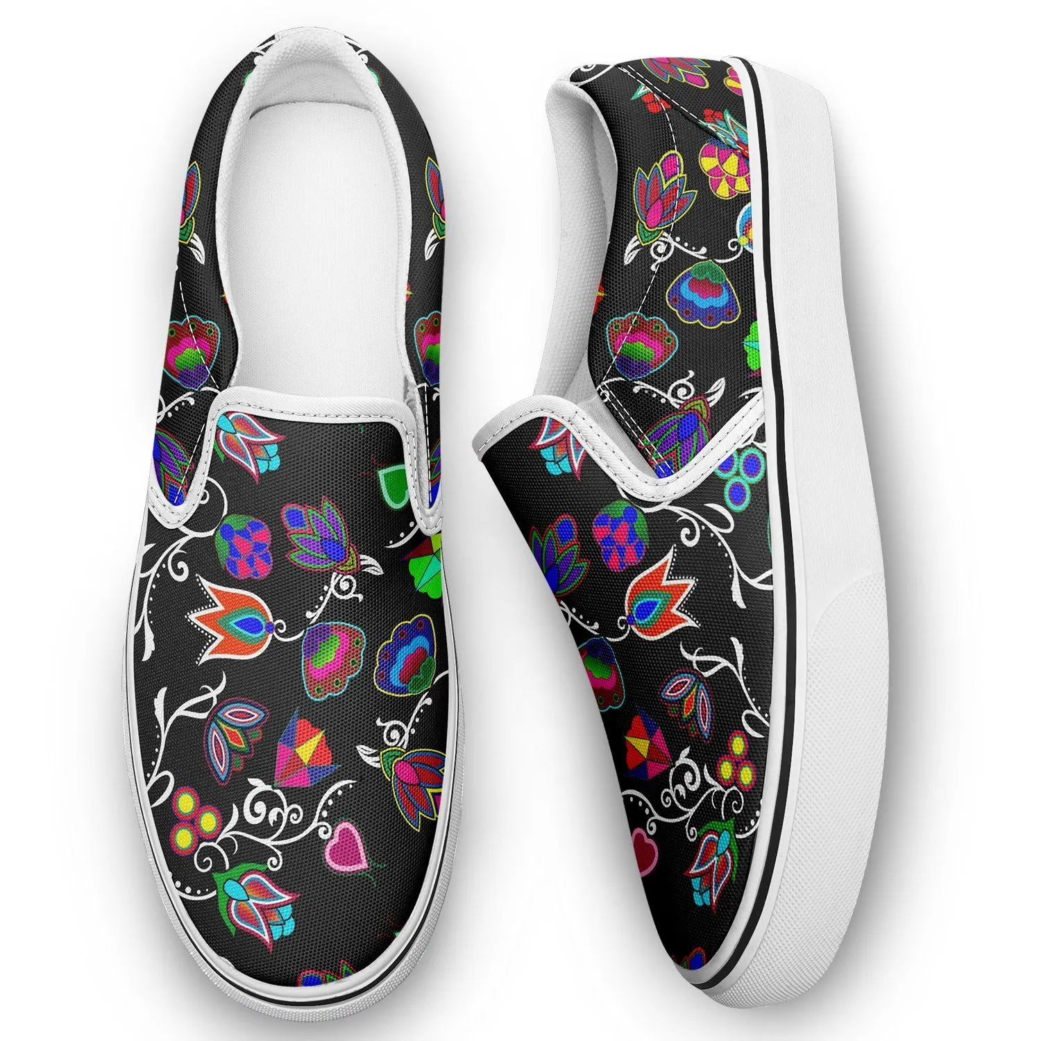 Indigenous Paisley Black Otoyimm Kid's Canvas Slip On Shoes