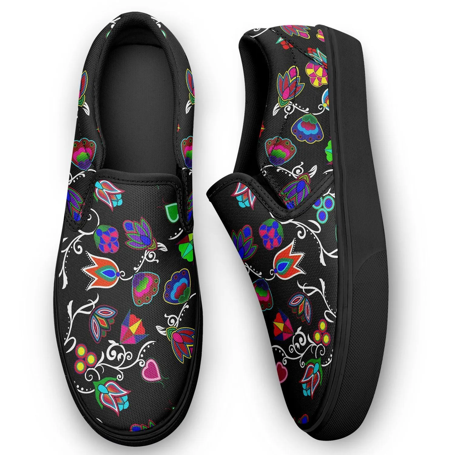 Indigenous Paisley Black Otoyimm Kid's Canvas Slip On Shoes