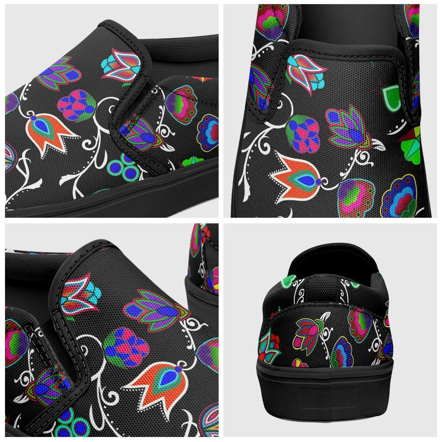 Indigenous Paisley Black Otoyimm Kid's Canvas Slip On Shoes