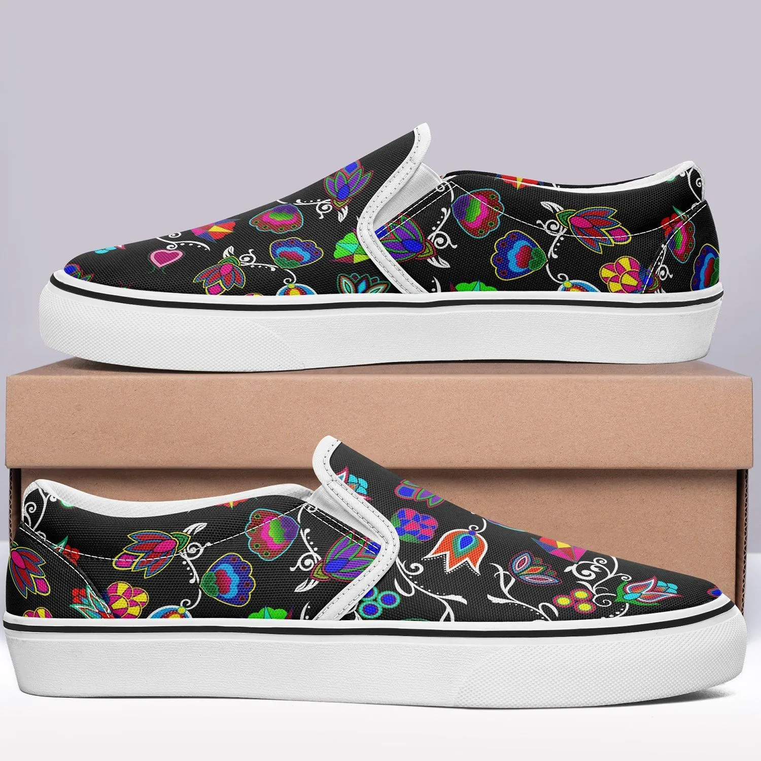 Indigenous Paisley Black Otoyimm Kid's Canvas Slip On Shoes