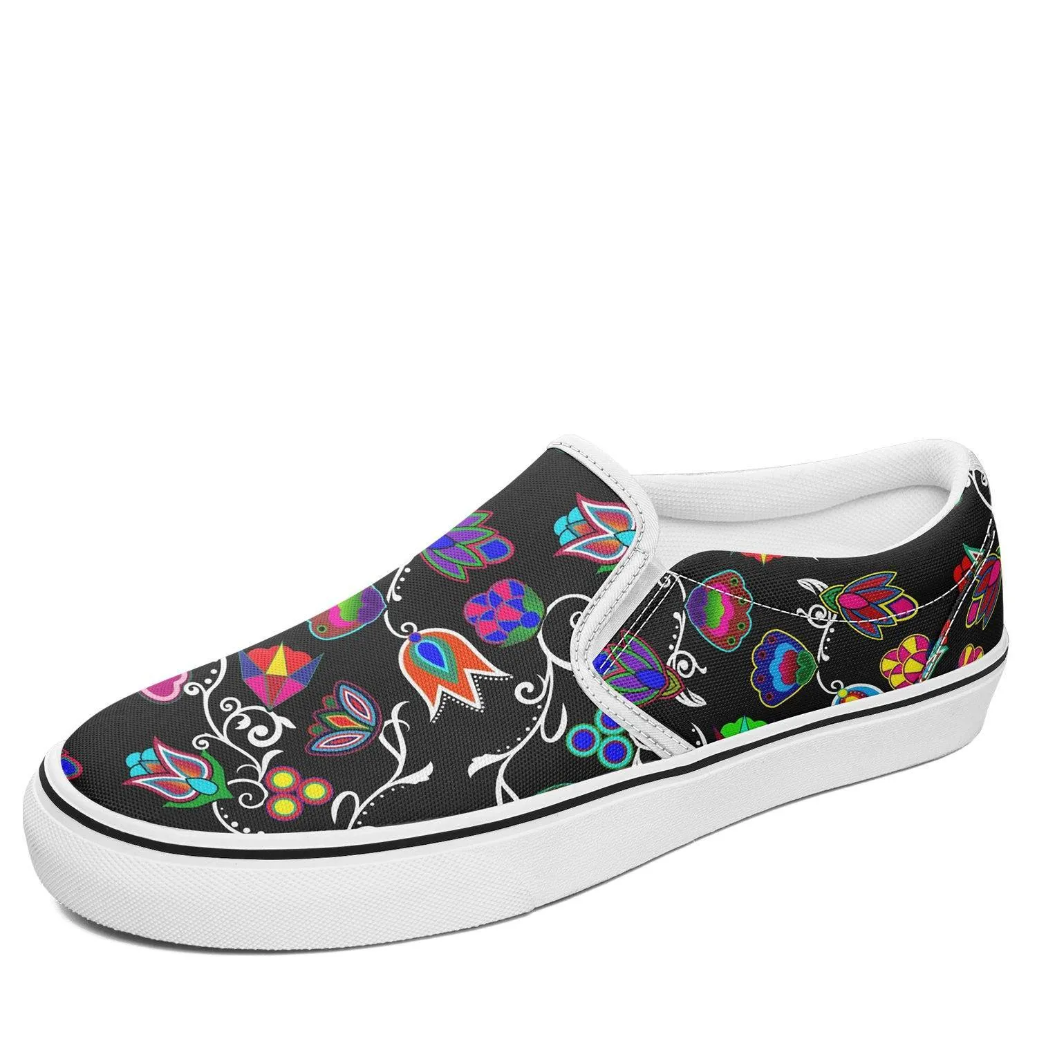 Indigenous Paisley Black Otoyimm Kid's Canvas Slip On Shoes