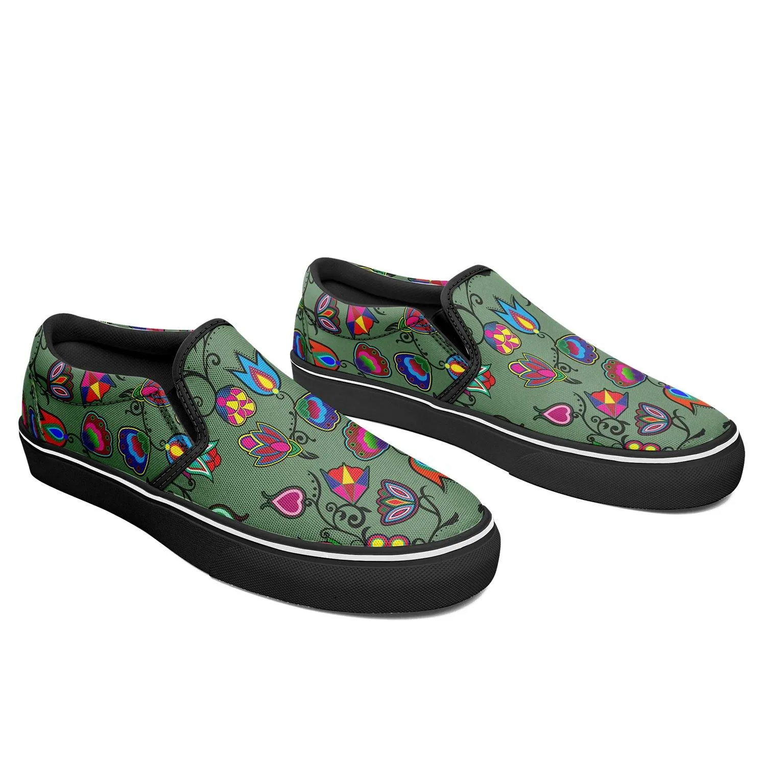 Indigenous Paisley Dark Sea Otoyimm Kid's Canvas Slip On Shoes