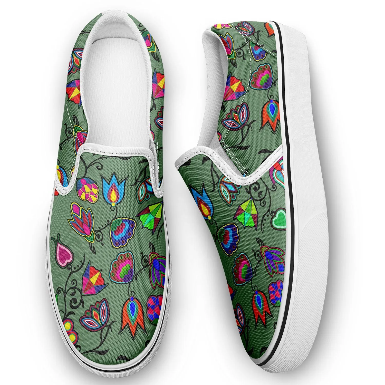 Indigenous Paisley Dark Sea Otoyimm Kid's Canvas Slip On Shoes