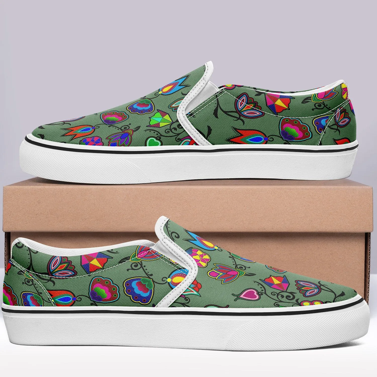 Indigenous Paisley Dark Sea Otoyimm Kid's Canvas Slip On Shoes