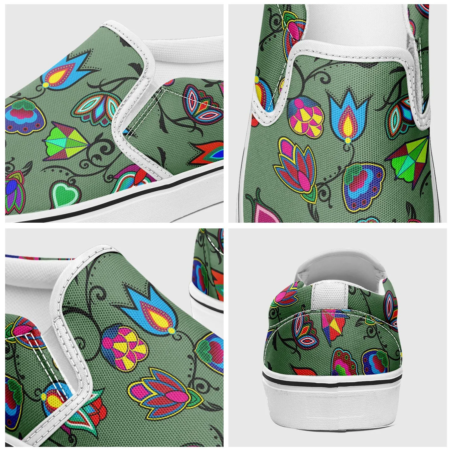 Indigenous Paisley Dark Sea Otoyimm Kid's Canvas Slip On Shoes