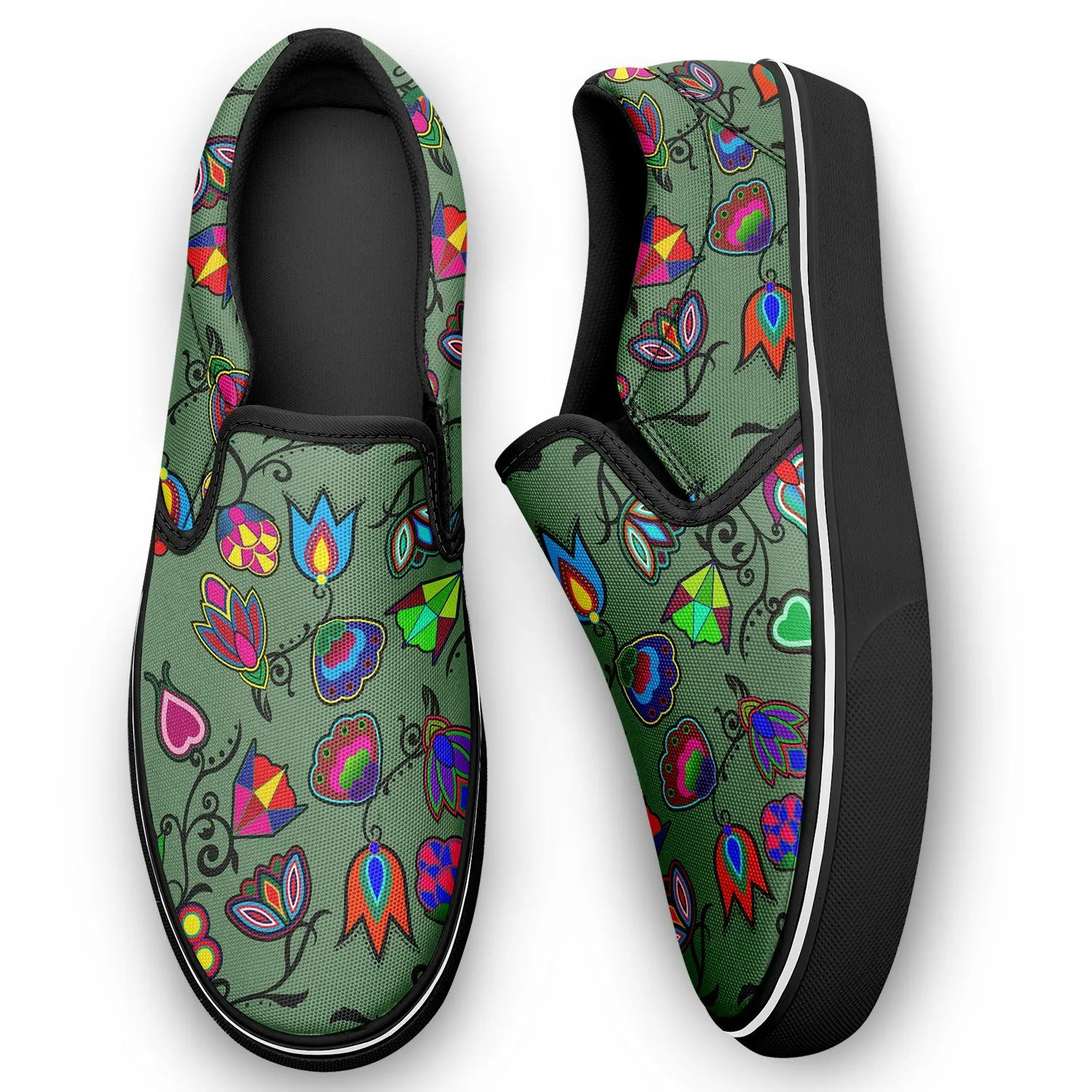 Indigenous Paisley Dark Sea Otoyimm Kid's Canvas Slip On Shoes