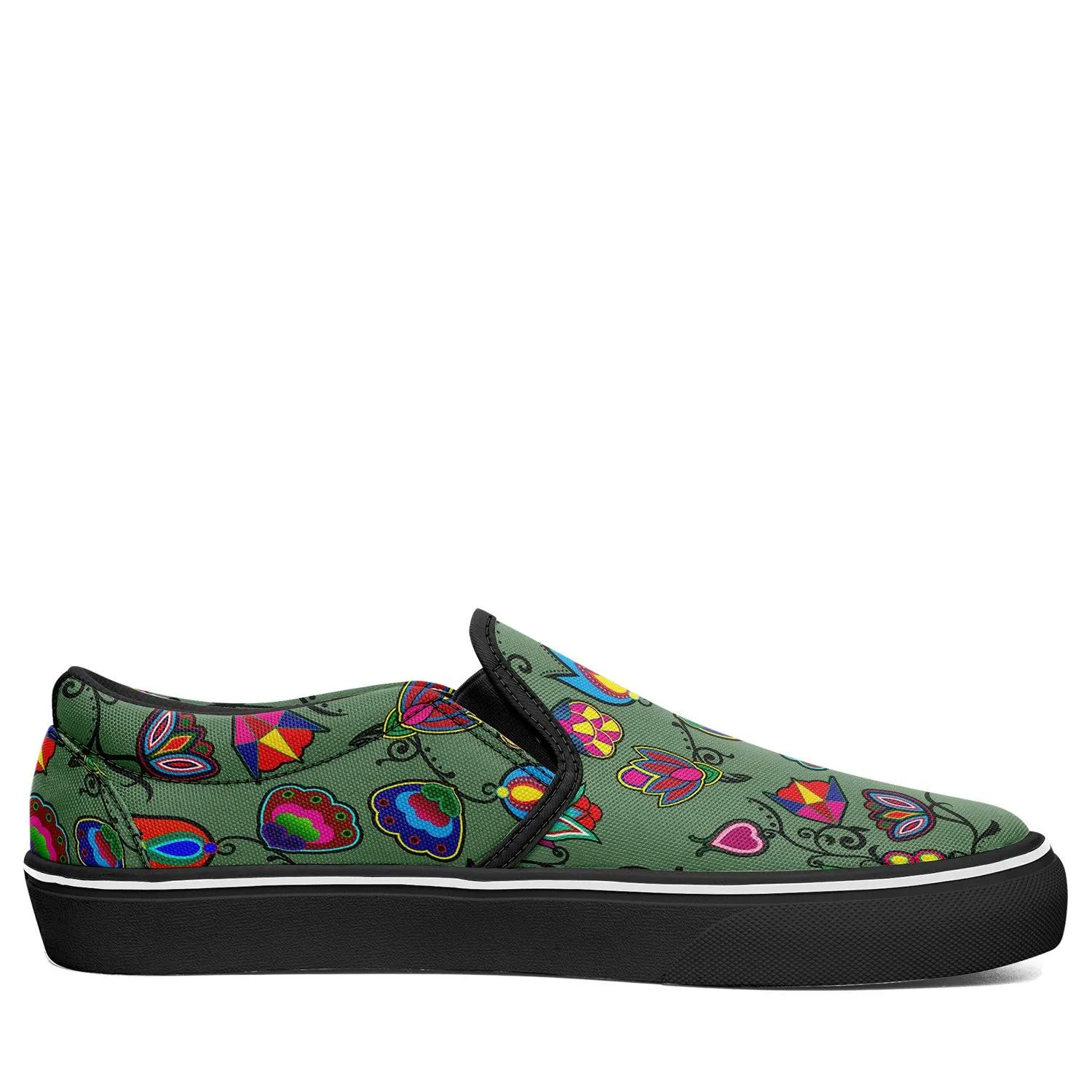 Indigenous Paisley Dark Sea Otoyimm Kid's Canvas Slip On Shoes