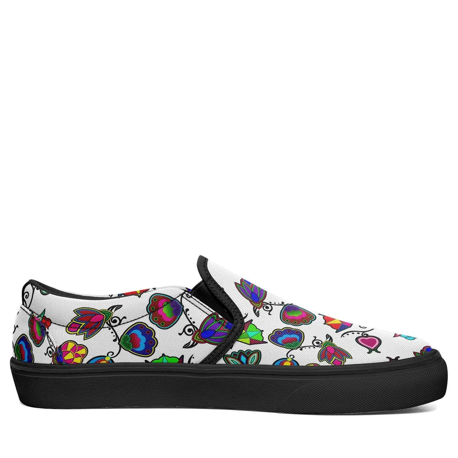 Indigenous Paisley White Otoyimm Kid's Canvas Slip On Shoes