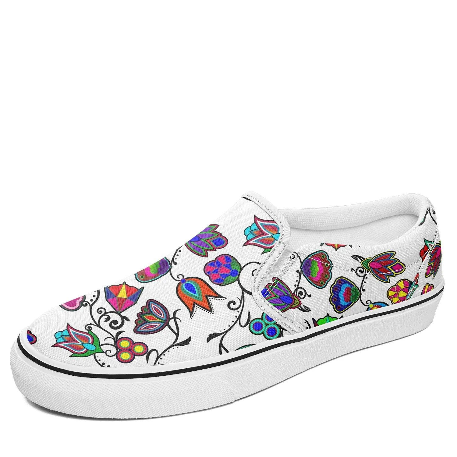 Indigenous Paisley White Otoyimm Kid's Canvas Slip On Shoes