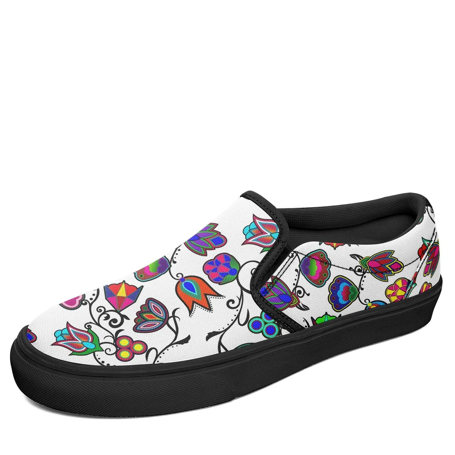 Indigenous Paisley White Otoyimm Kid's Canvas Slip On Shoes