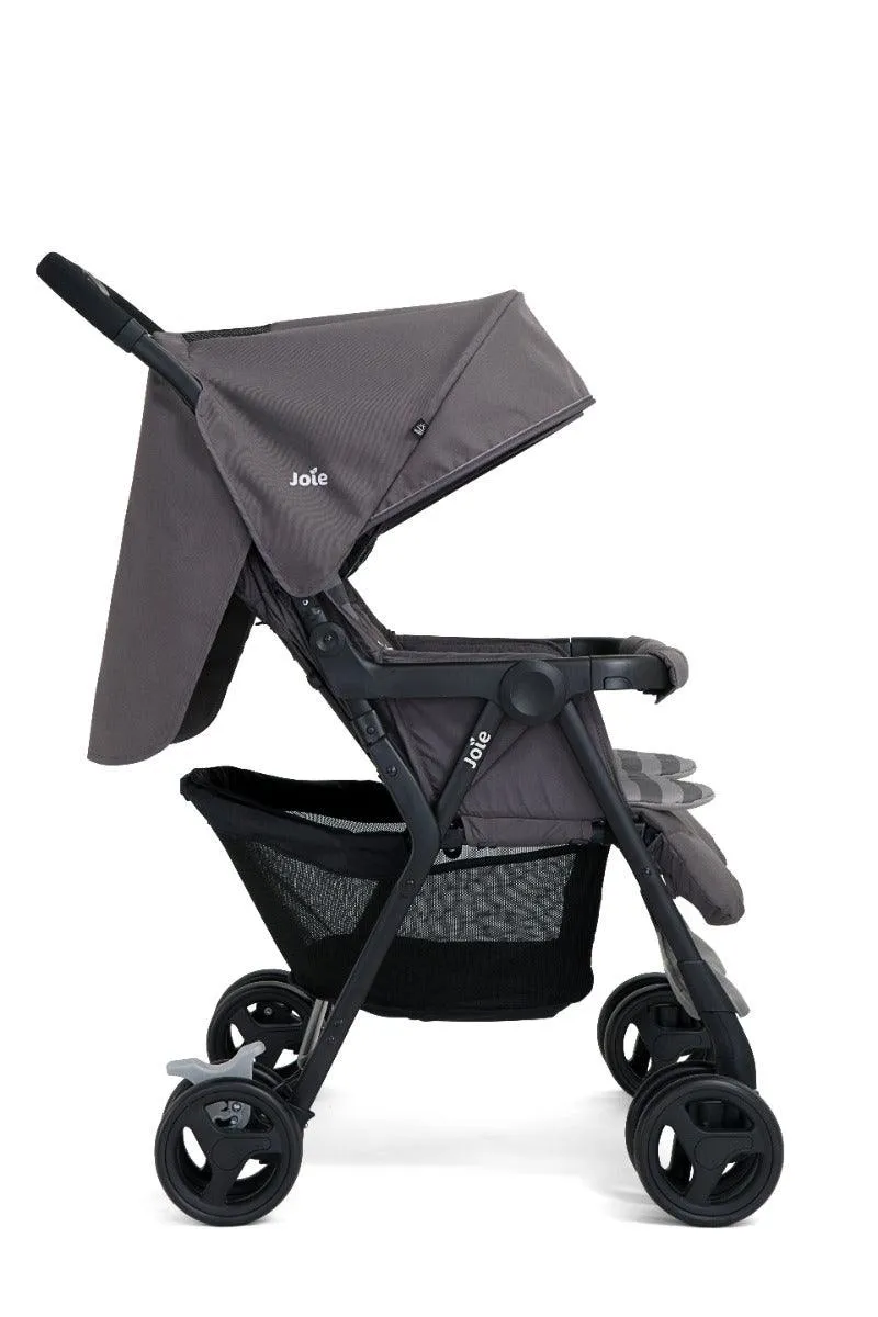 Joie Aire Twin Dark Pewter - Double Baby Stroller Rain Cover With Single Touch Brake for Ages 0-3 Years