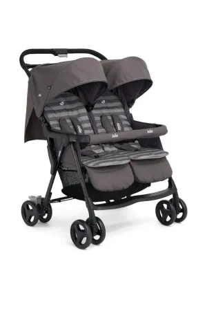 Joie Aire Twin Dark Pewter - Double Baby Stroller Rain Cover With Single Touch Brake for Ages 0-3 Years