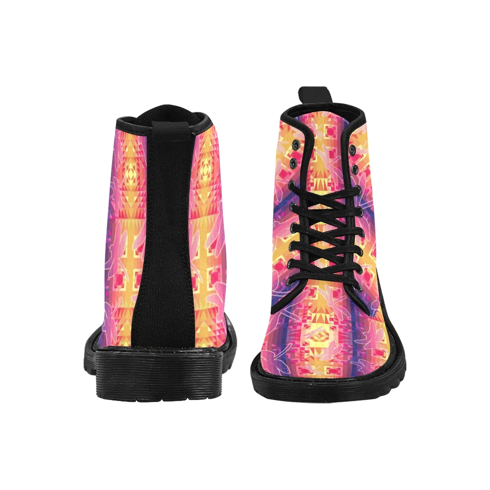 Kaleidoscope Dragonfly Boots for Men (Black)