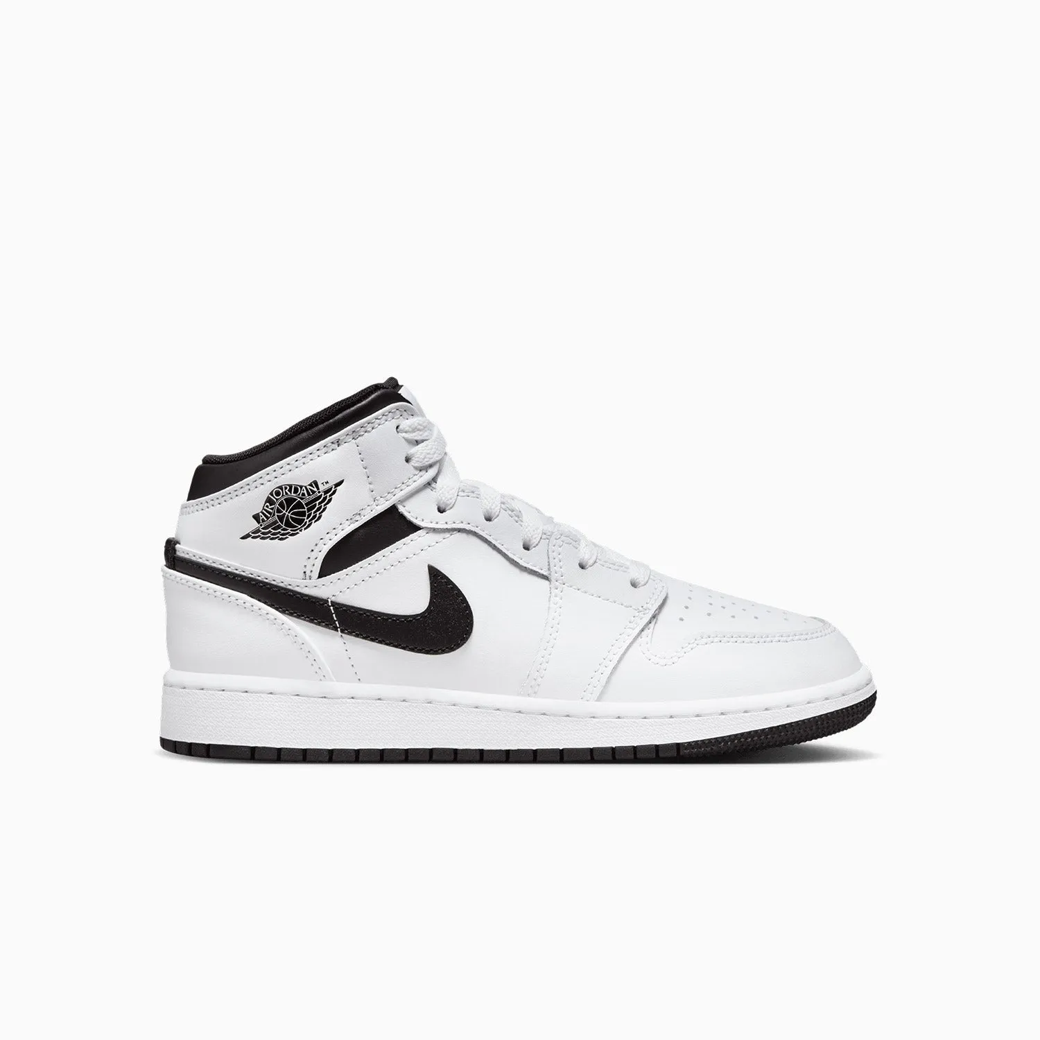 Kid's Air Jordan 1 Mid "White Black" Grade School