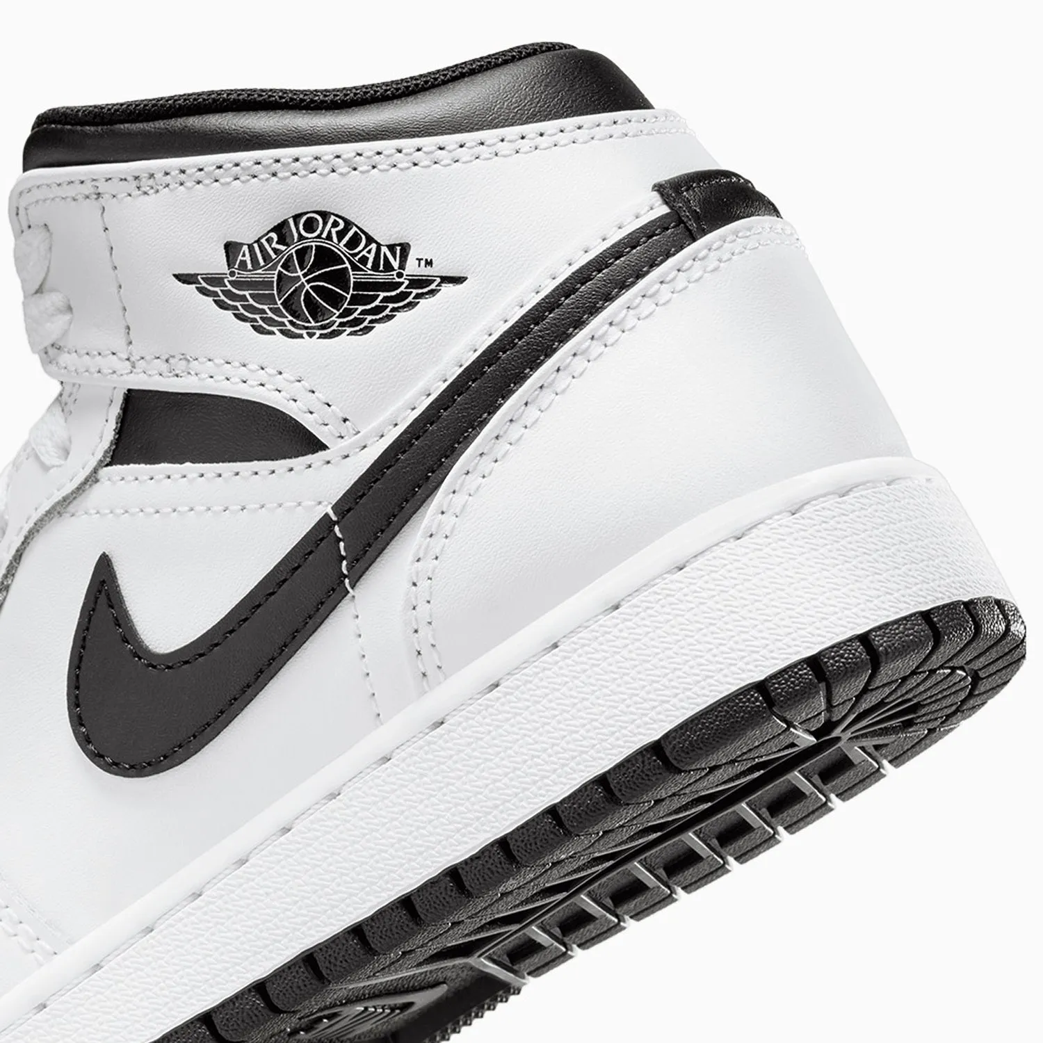 Kid's Air Jordan 1 Mid "White Black" Grade School