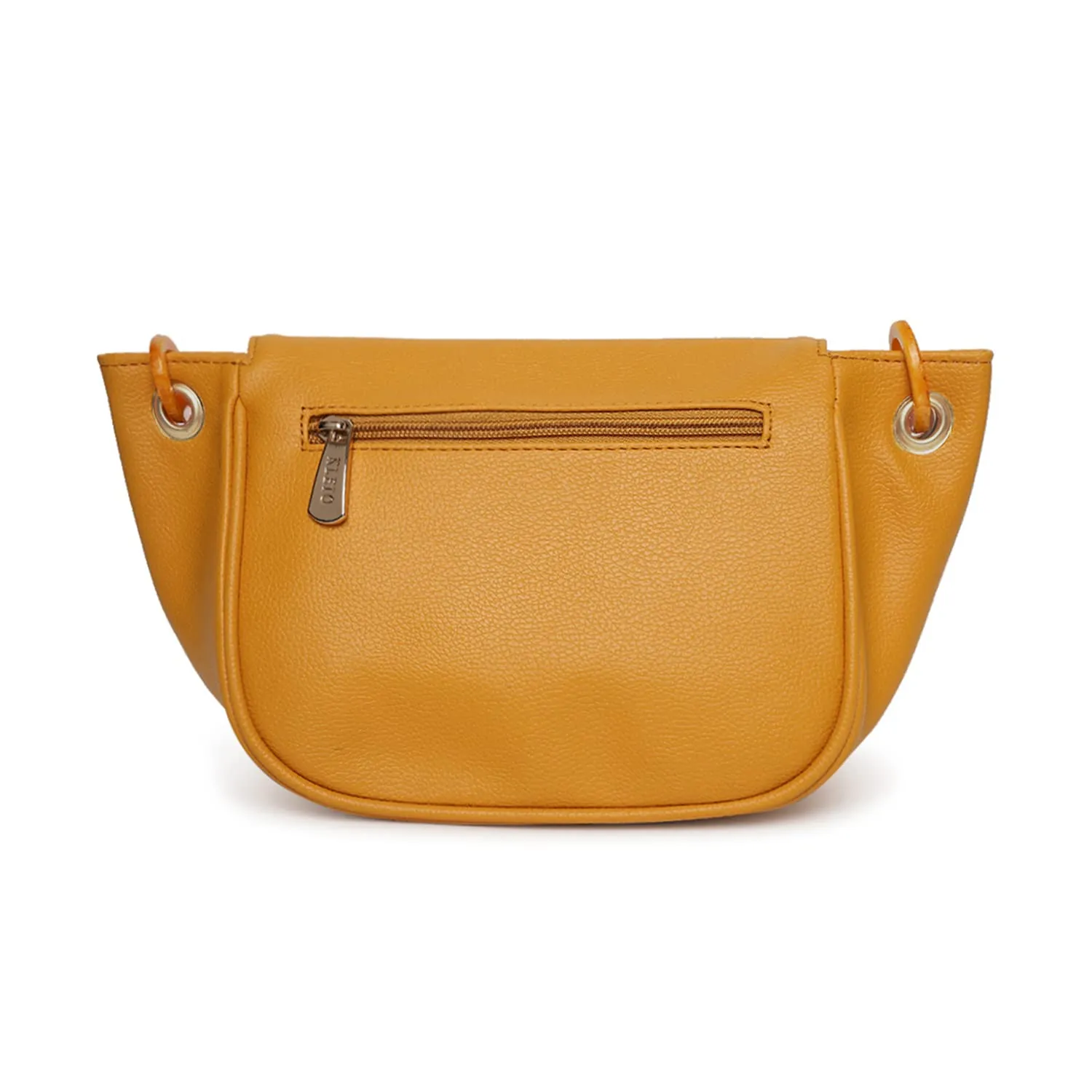 KLEIO Leather Side Sling Bag (Mustard) for Women with Adjustable Shoulder Strap & Magnetic Flap Closure | Short Strap Crossbody Bag for Girls to use Everyday in Formal and Casual Setting