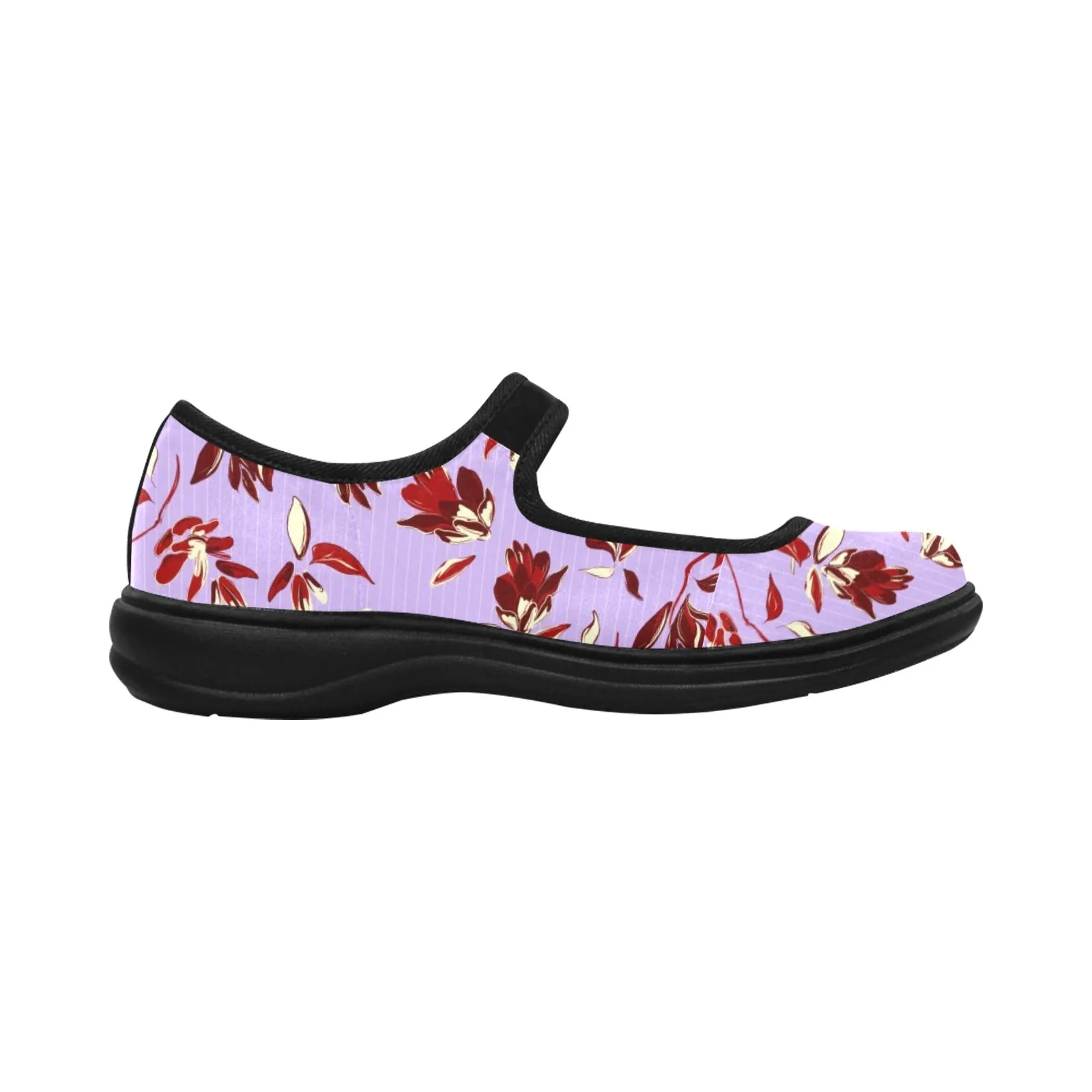 Lavender Florals Mila Satin Women's Mary Jane Shoes (Model 4808)