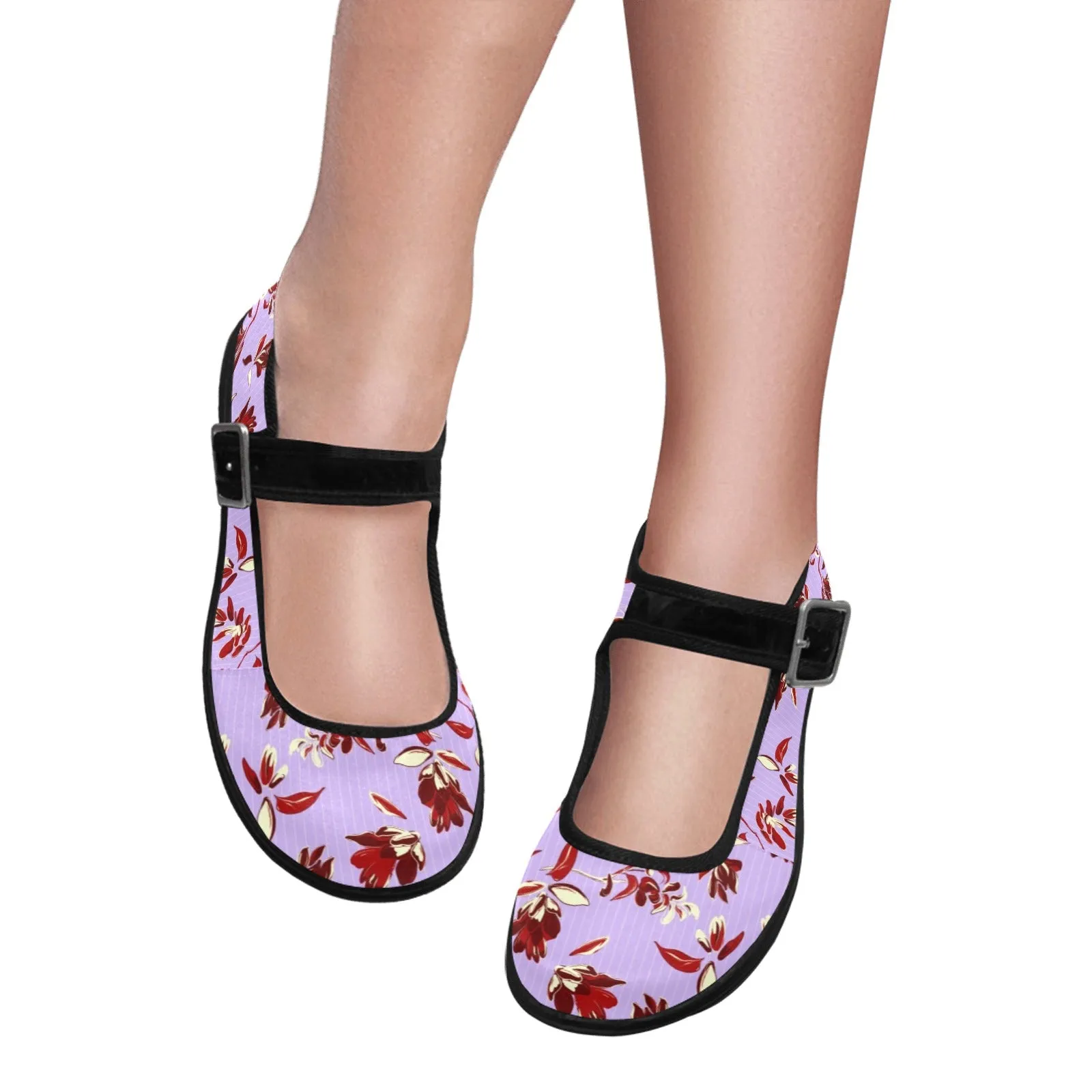 Lavender Florals Mila Satin Women's Mary Jane Shoes (Model 4808)