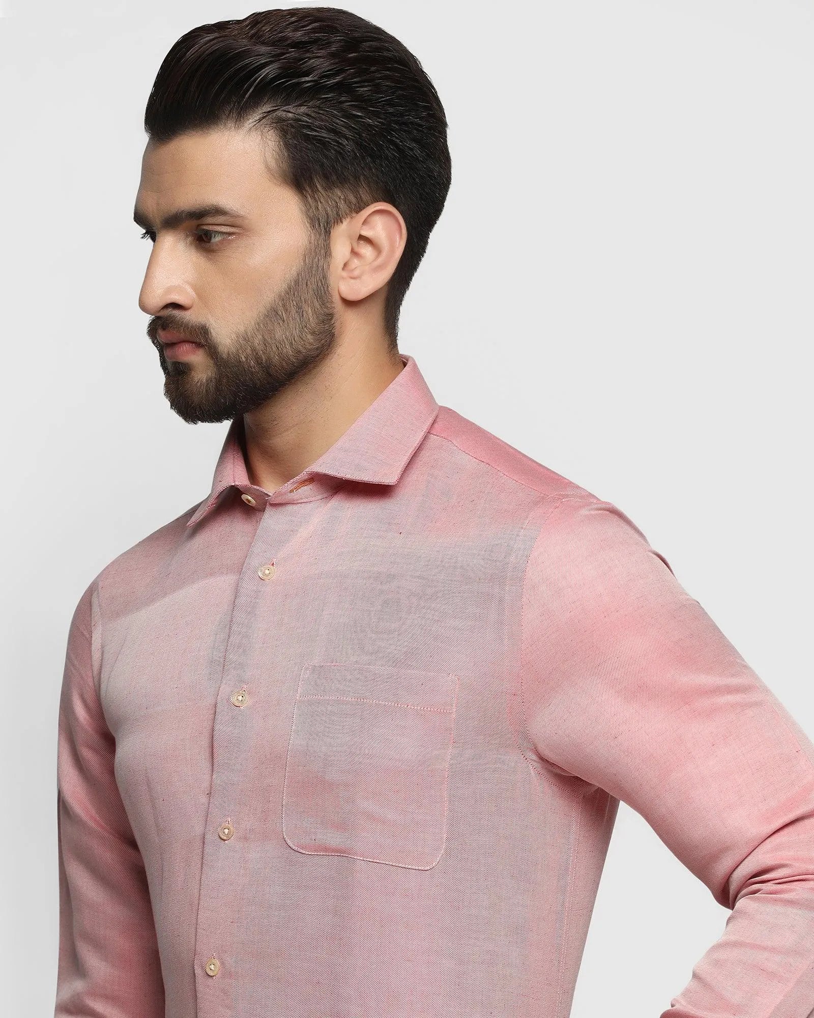 Linen Luxe Formal Pink Textured Shirt - Bering