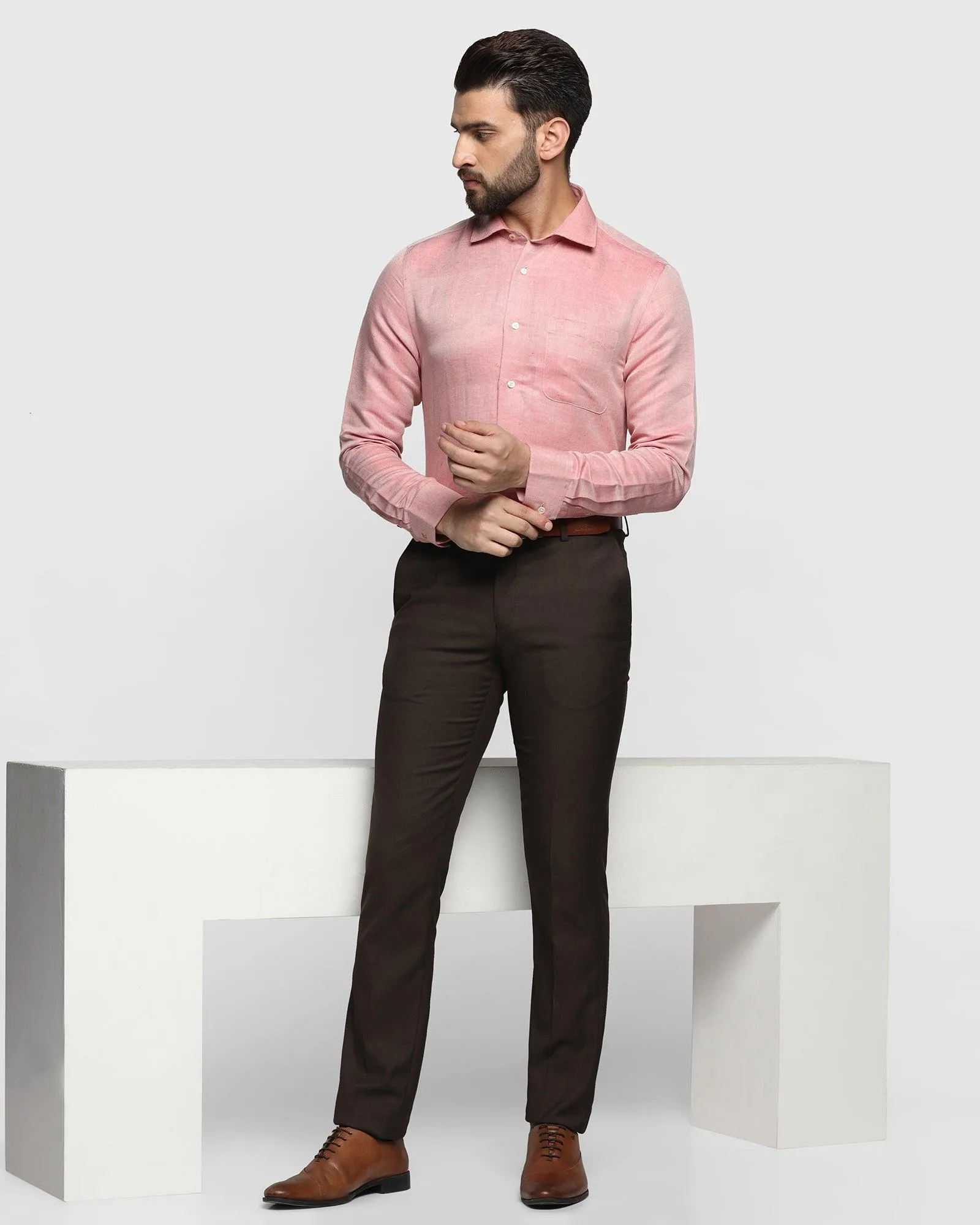 Linen Luxe Formal Pink Textured Shirt - Bering