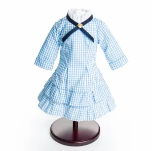 Little House On The Prairie Blue Check Dress, Clothes for 18 Inch Dolls