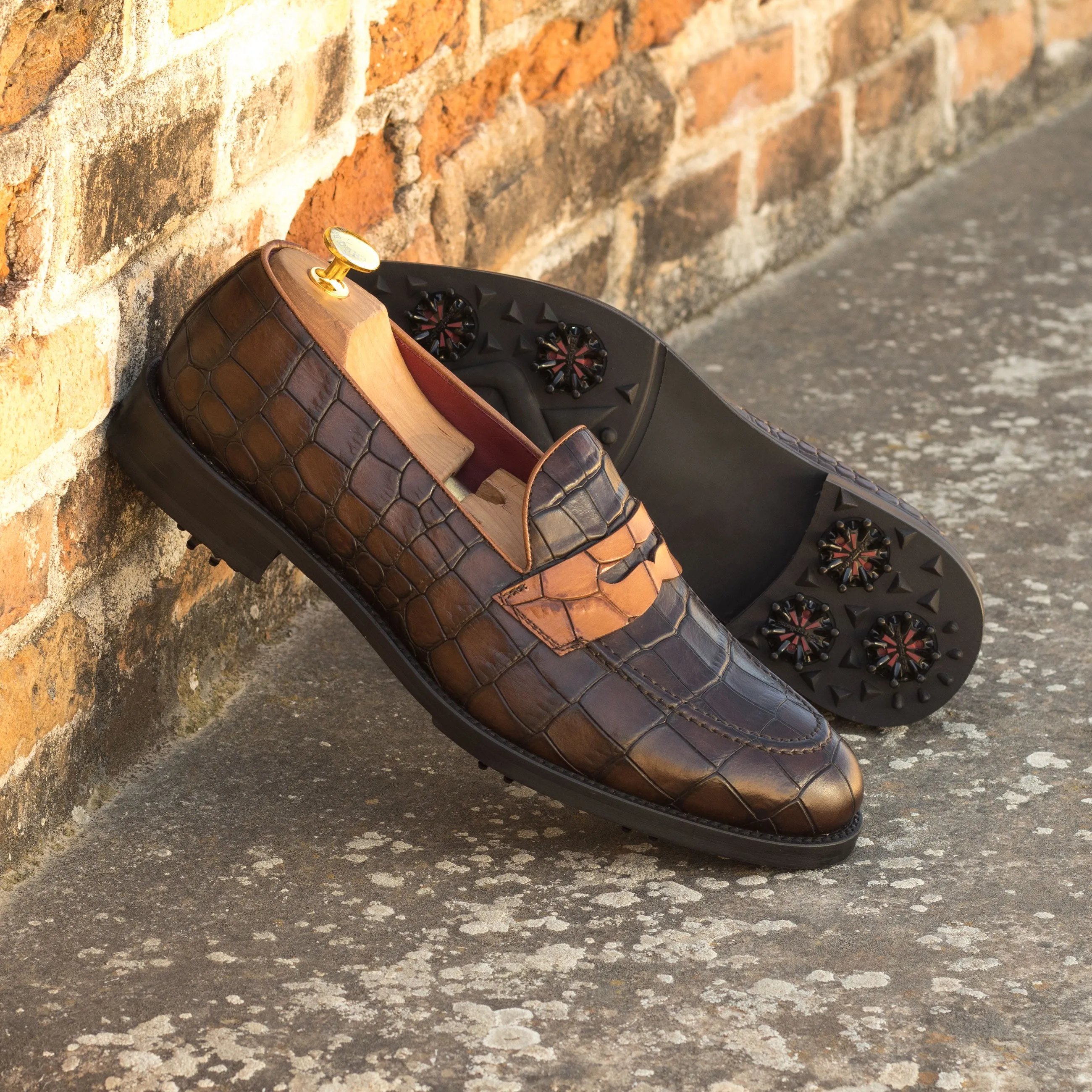 Medium & Dark Brown Loafer Golf Shoes