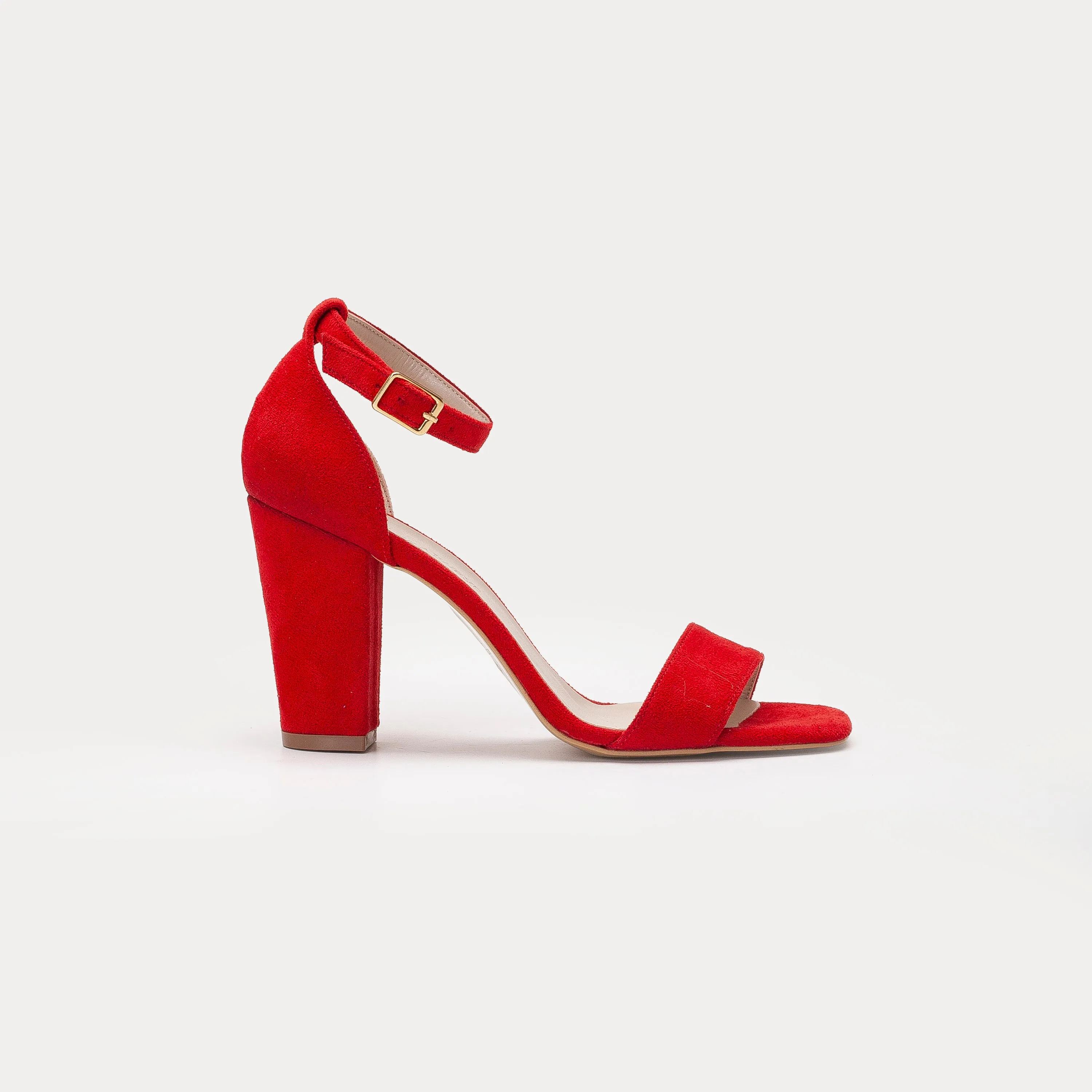 Melissa - Red Suede Sandals with Pearls