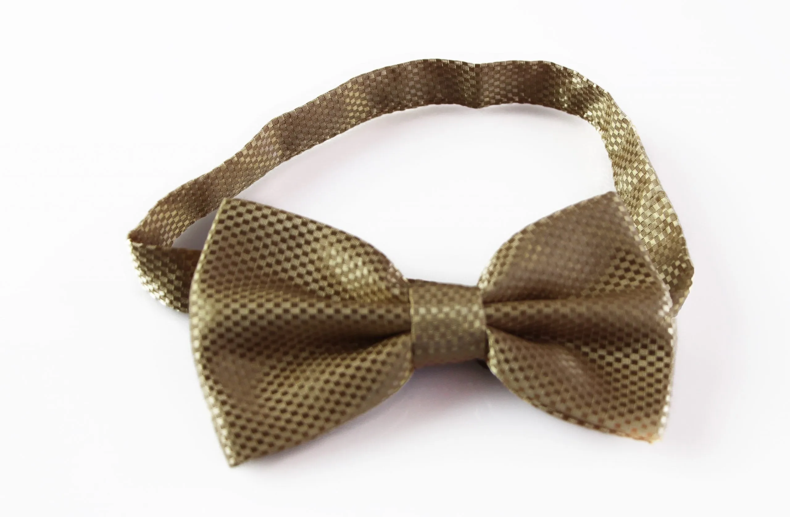 Mens Gold Disco Shine Checkered Patterned Bow Tie