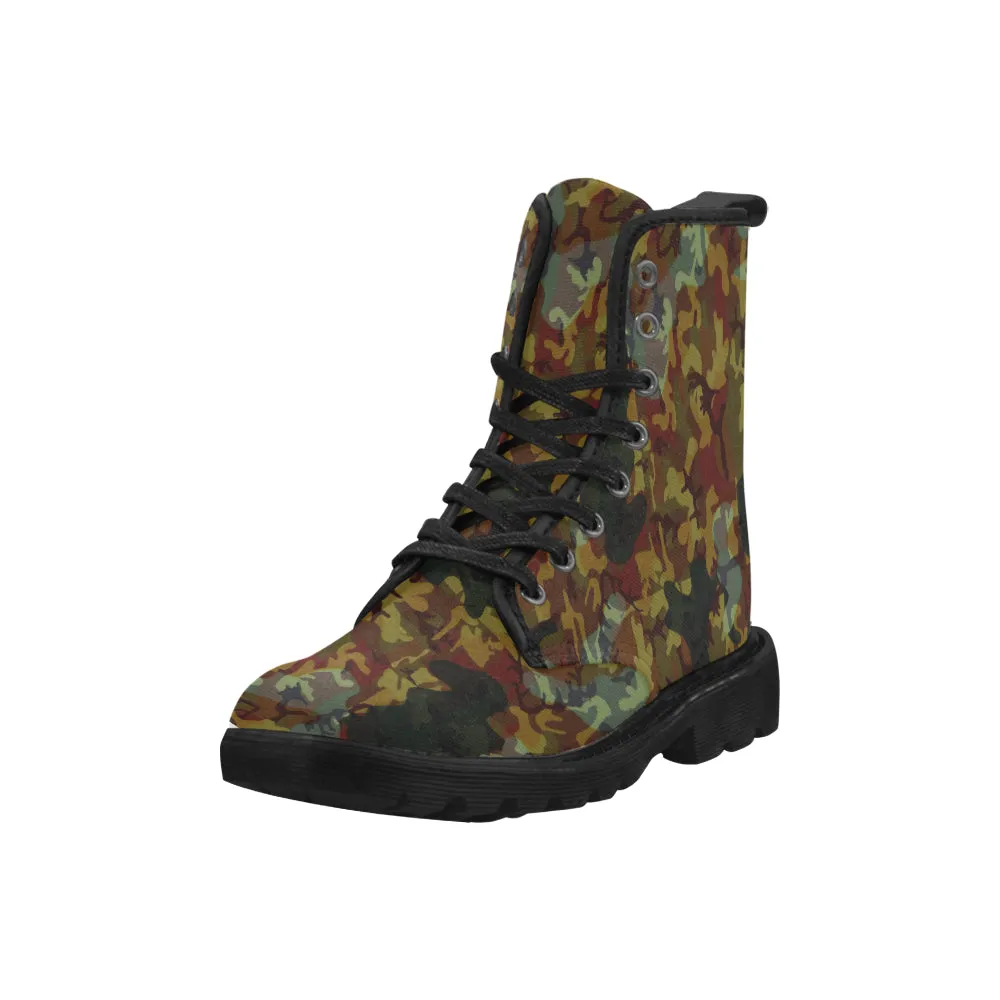 Men's Military Camouflage Print Canvas Boots