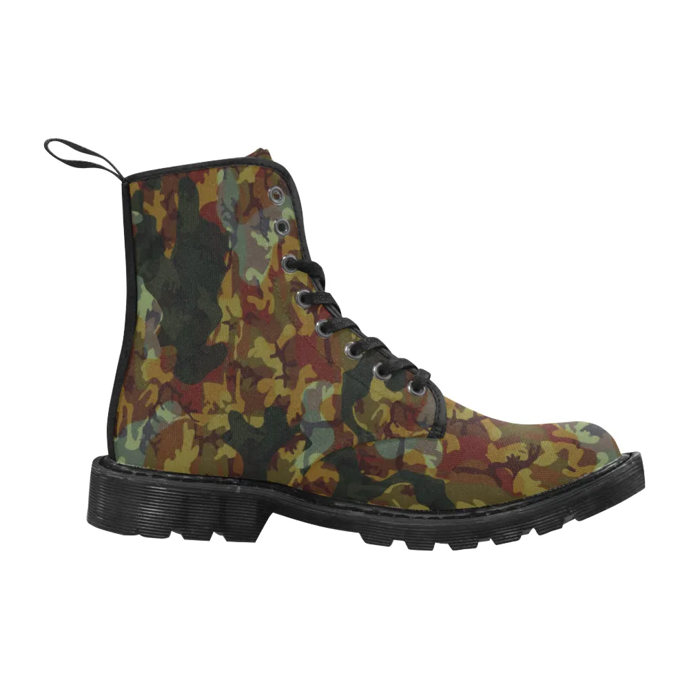 Men's Military Camouflage Print Canvas Boots