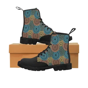 Men's Multi-Metallic Mandala Print Canvas Boots