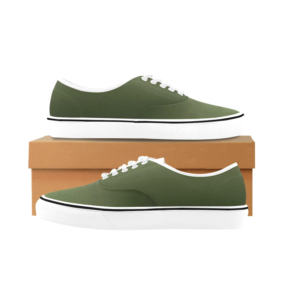 Men's Olive Gradient Print Low Top Canvas Low Top Shoes