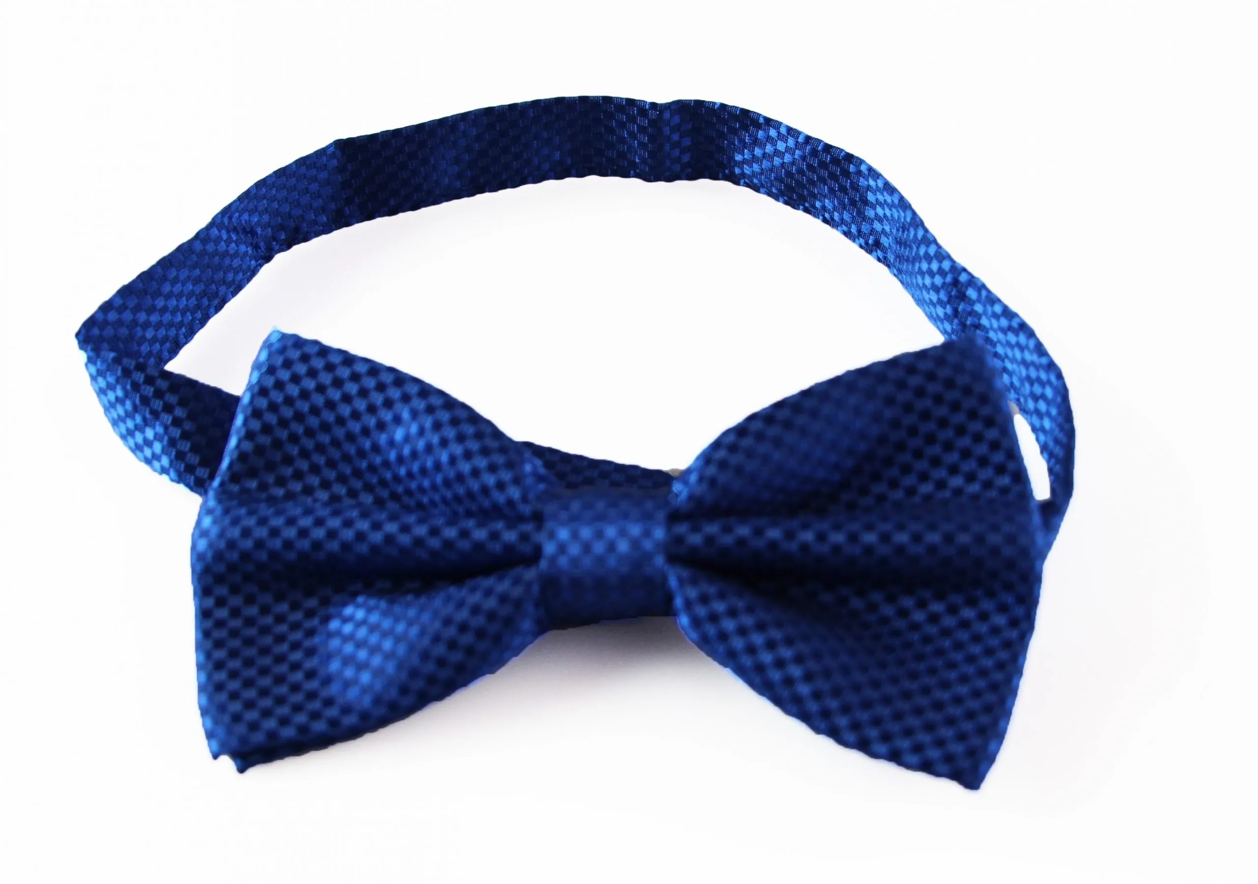 Mens Royal Blue Disco Shine Checkered Patterned Bow Tie