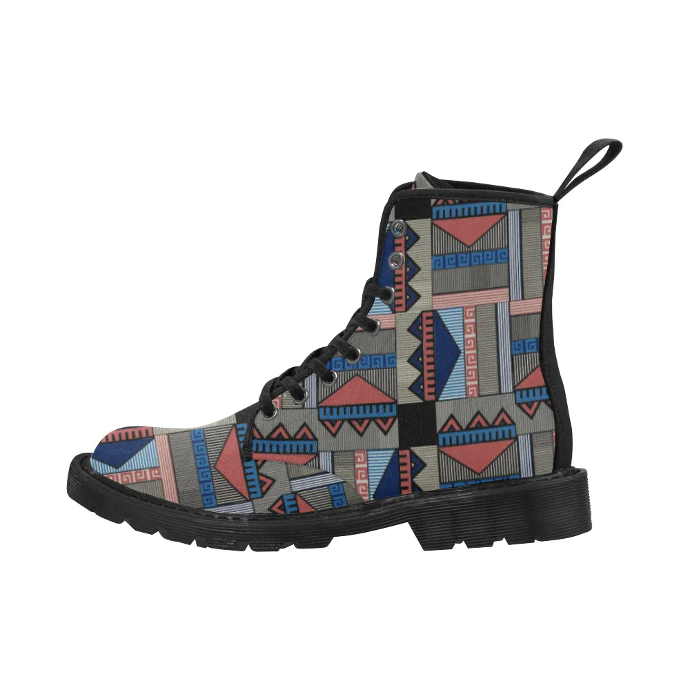 Men's Tribal Geometrical Print Canvas Boots