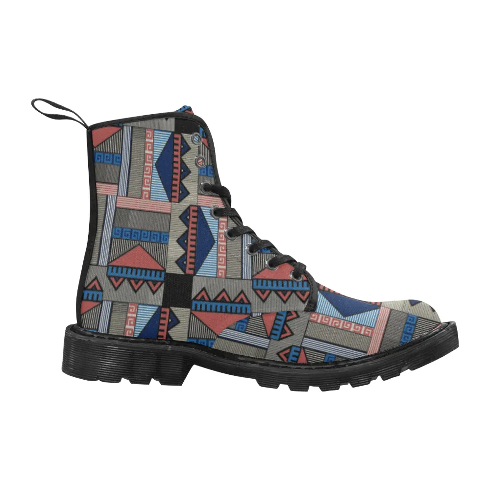 Men's Tribal Geometrical Print Canvas Boots