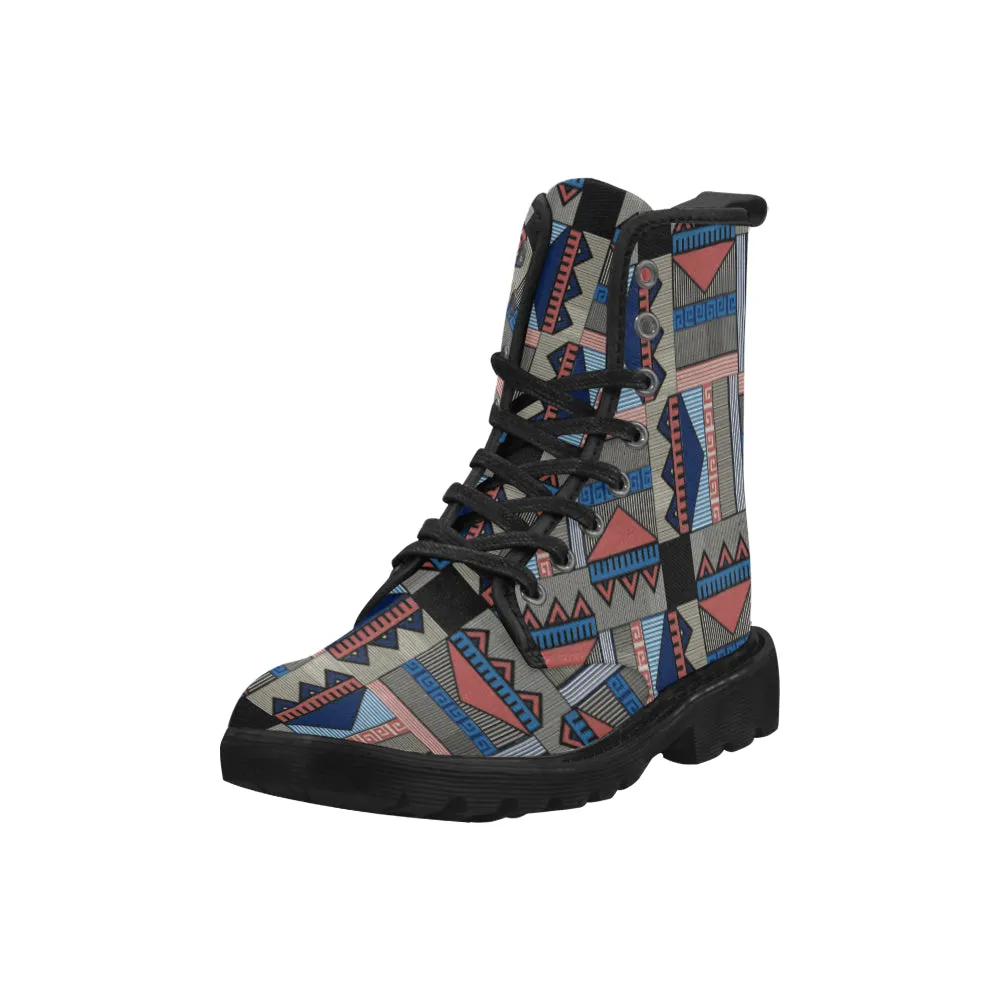 Men's Tribal Geometrical Print Canvas Boots