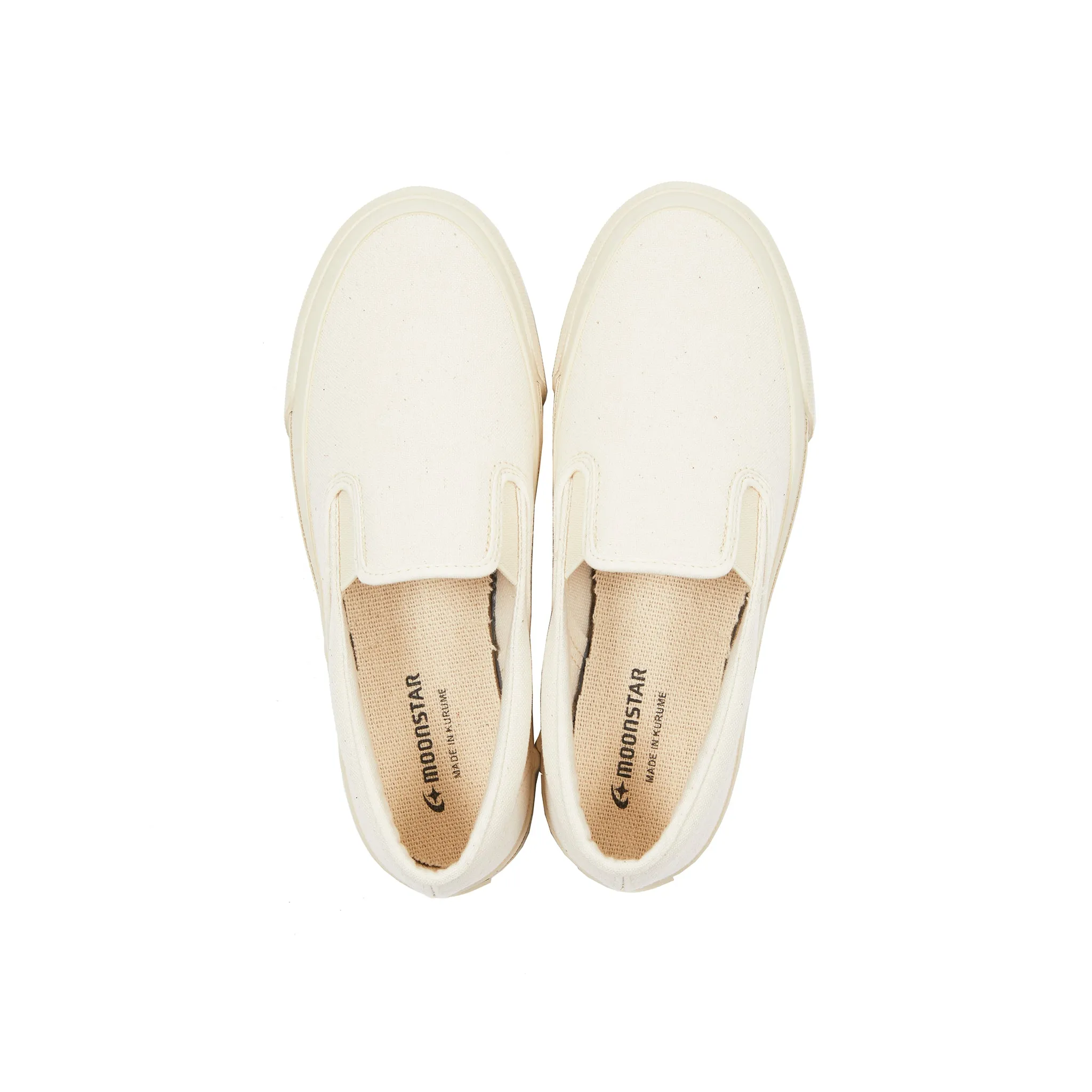 Moonstar Sidegoa Slip on Canvas Trainers in Natural