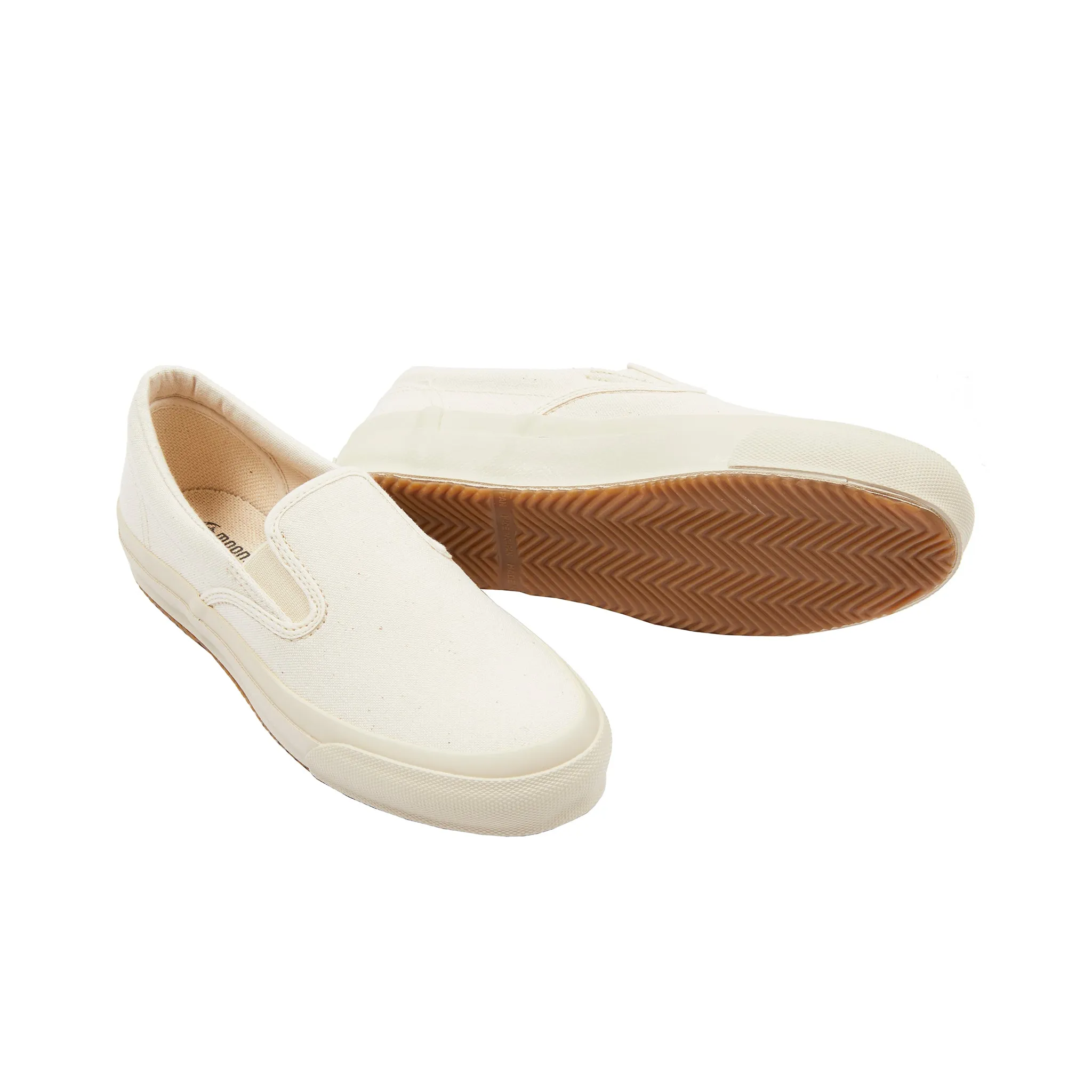 Moonstar Sidegoa Slip on Canvas Trainers in Natural