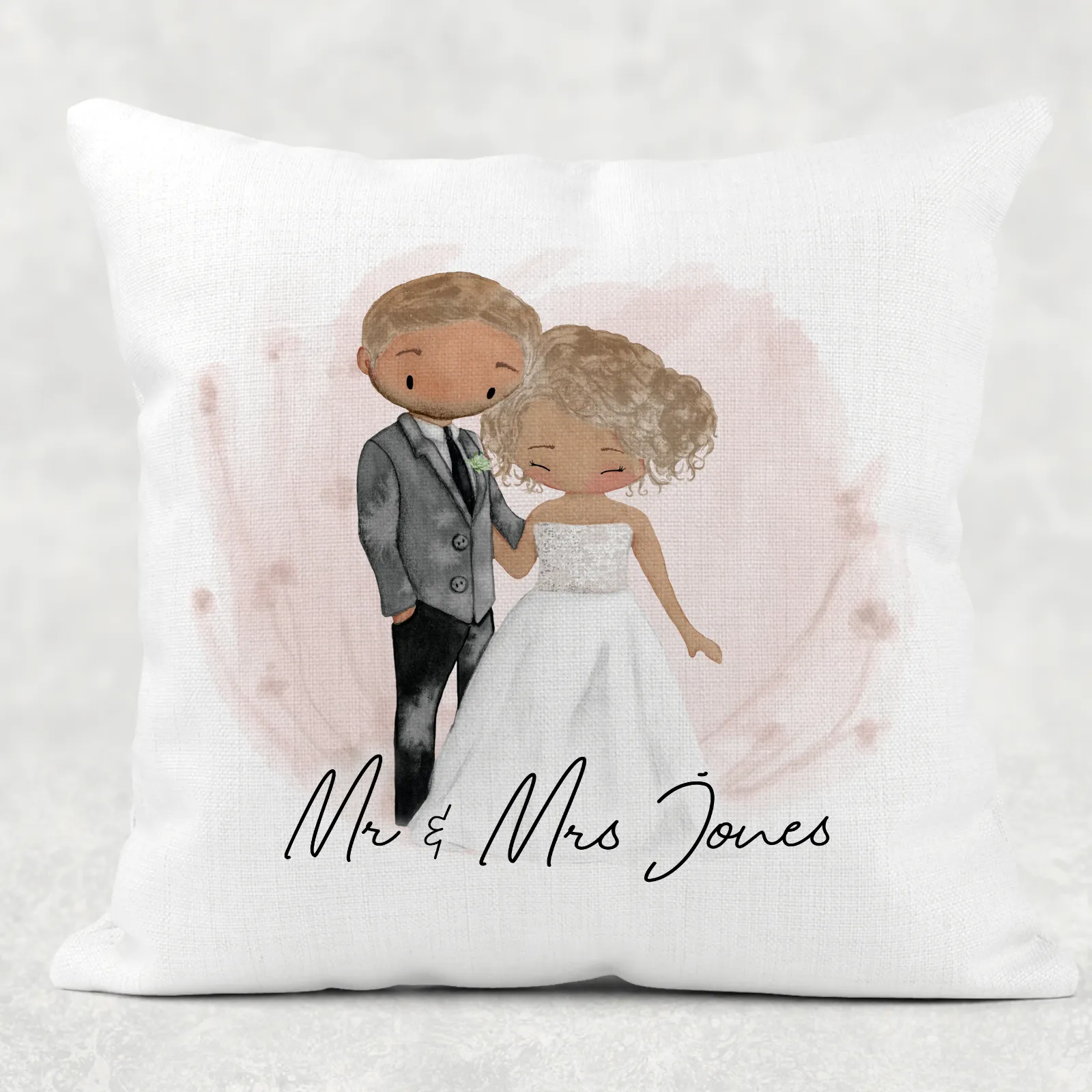 Mr & Mrs Couple Wedding Linen/Canvas Cushion