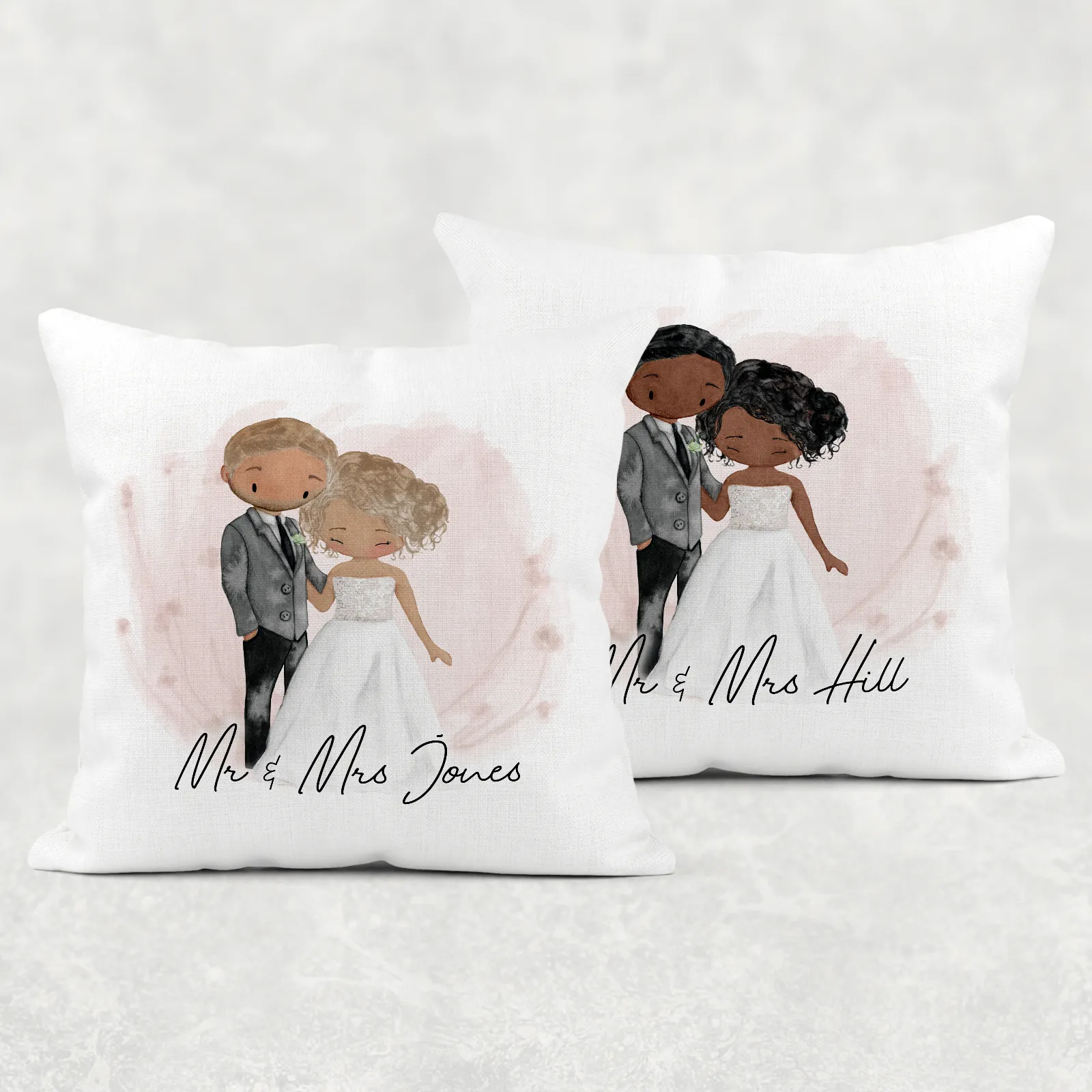 Mr & Mrs Couple Wedding Linen/Canvas Cushion