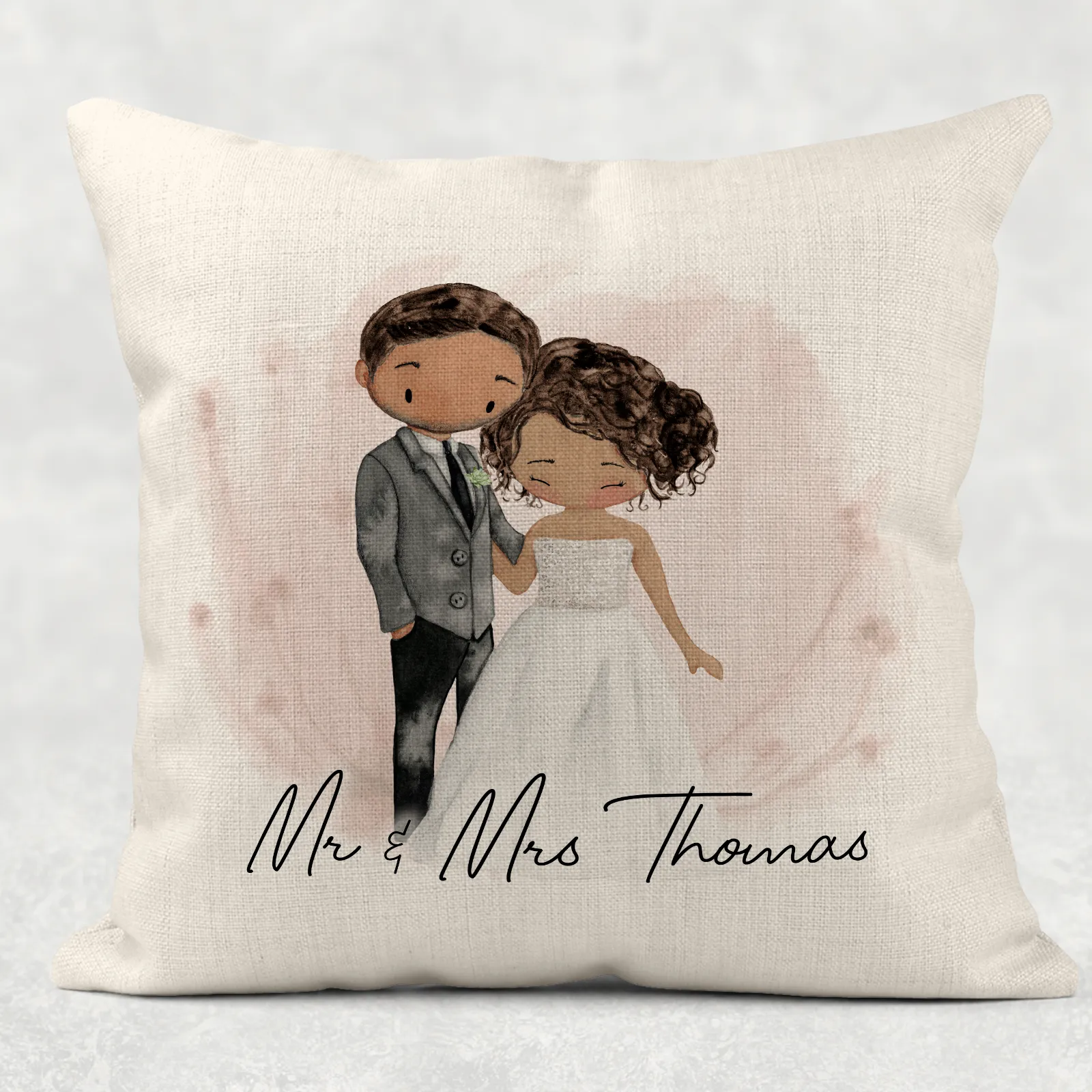 Mr & Mrs Couple Wedding Linen/Canvas Cushion